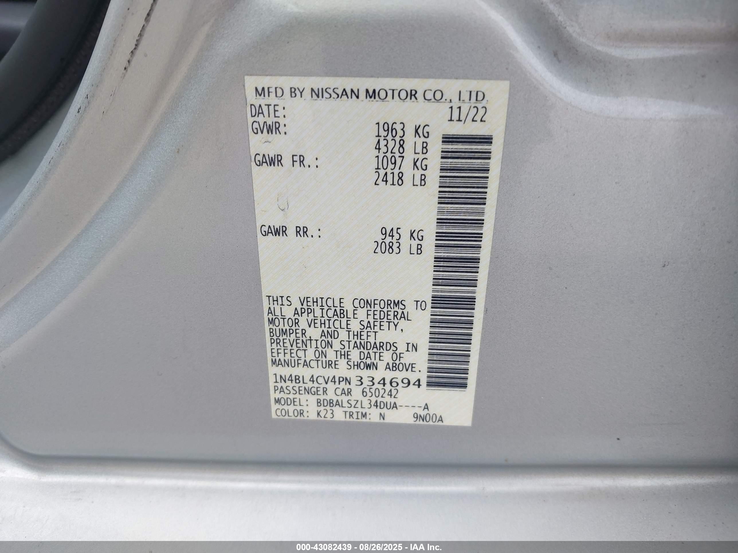 NISSAN ALTIMA image 9