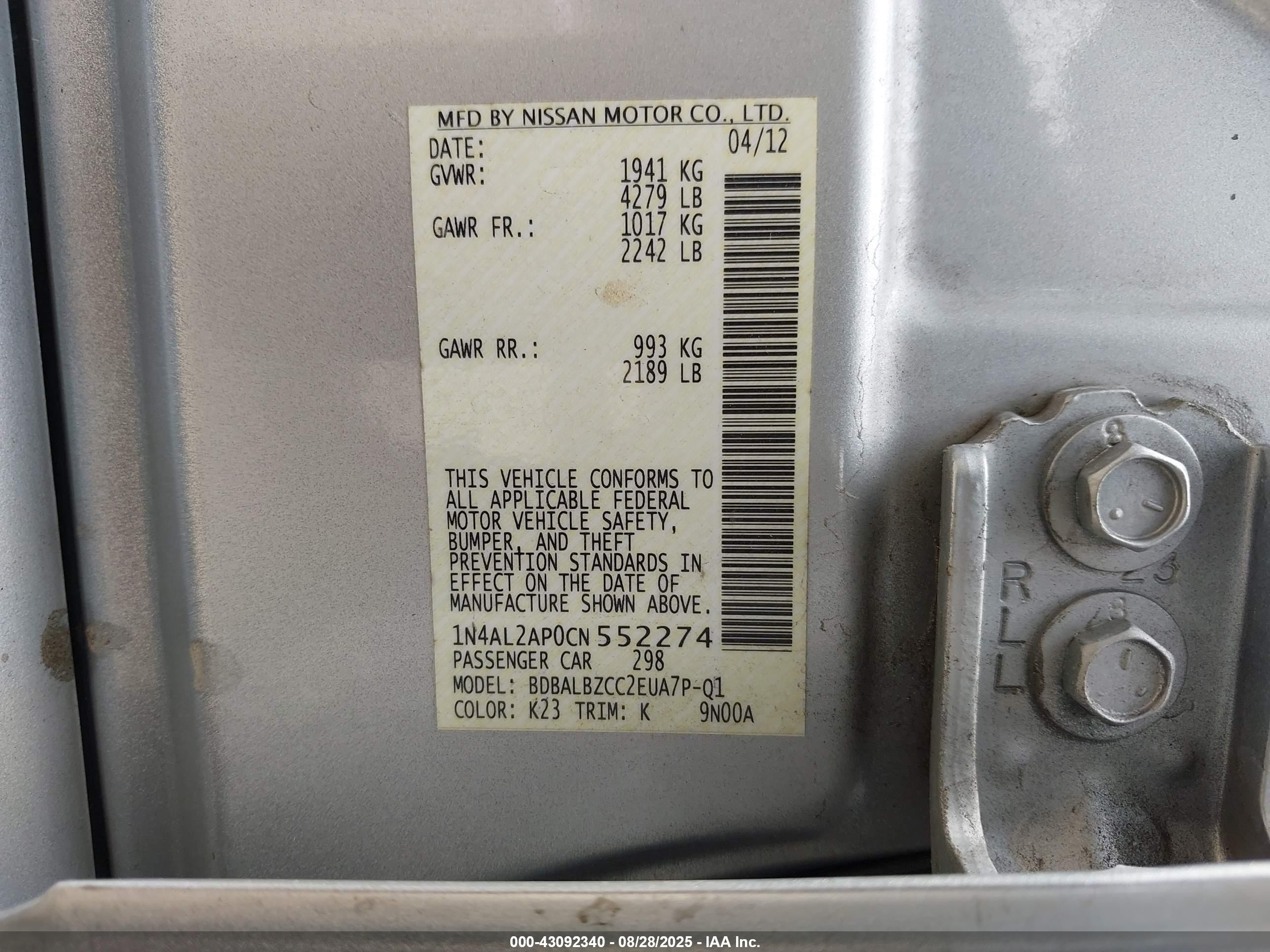 NISSAN ALTIMA image 9