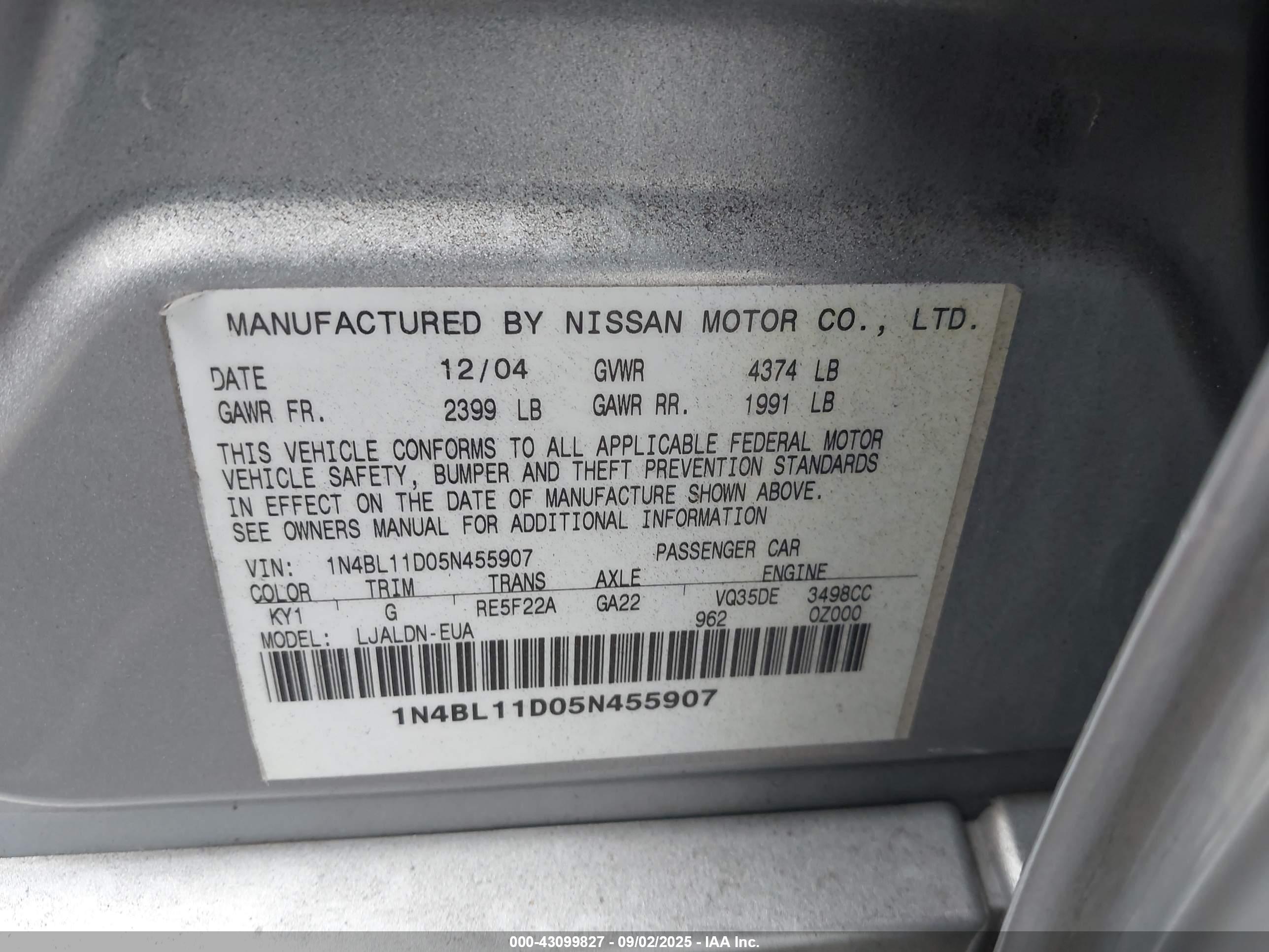 NISSAN ALTIMA image 9