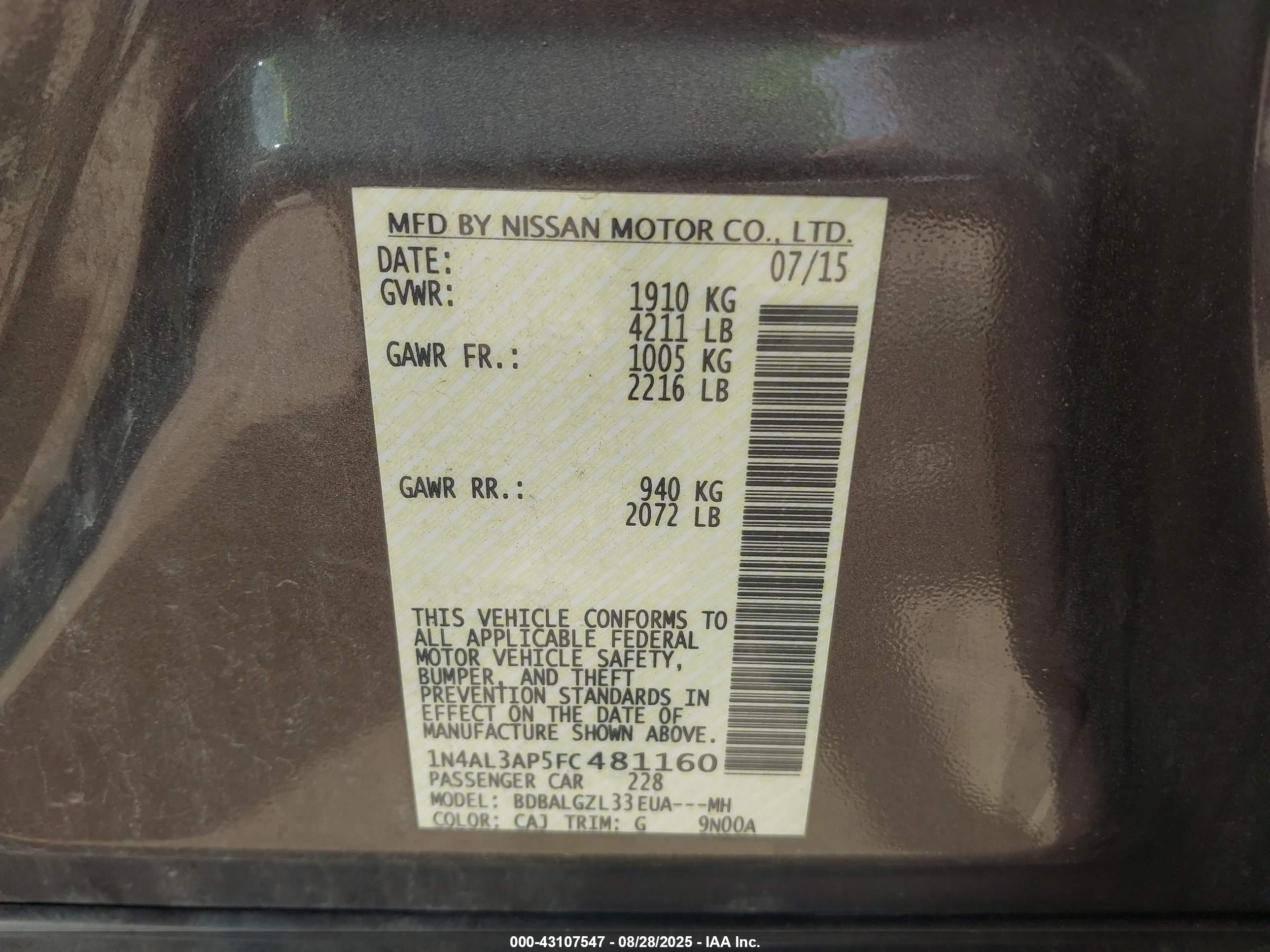 NISSAN ALTIMA image 9