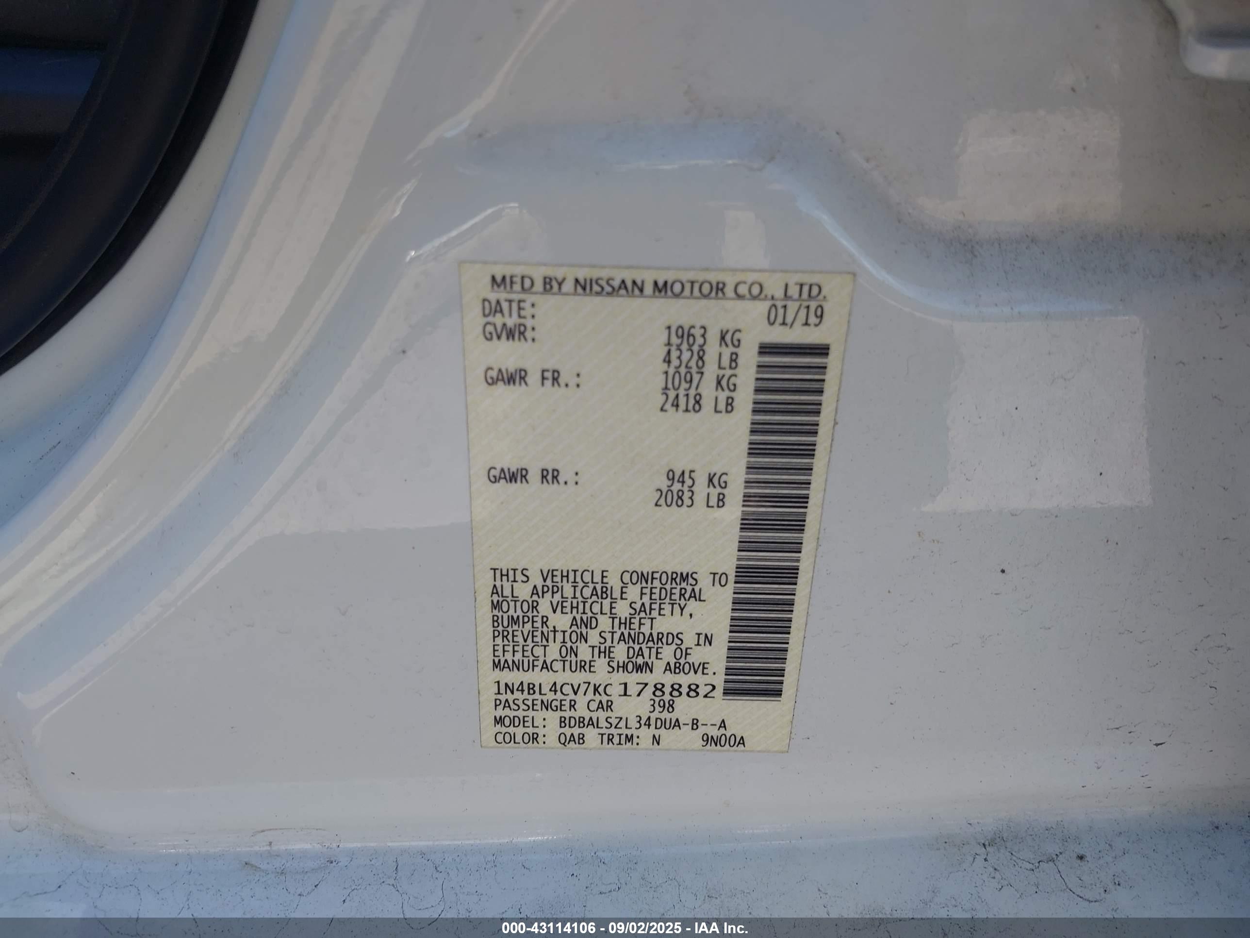 NISSAN ALTIMA image 9
