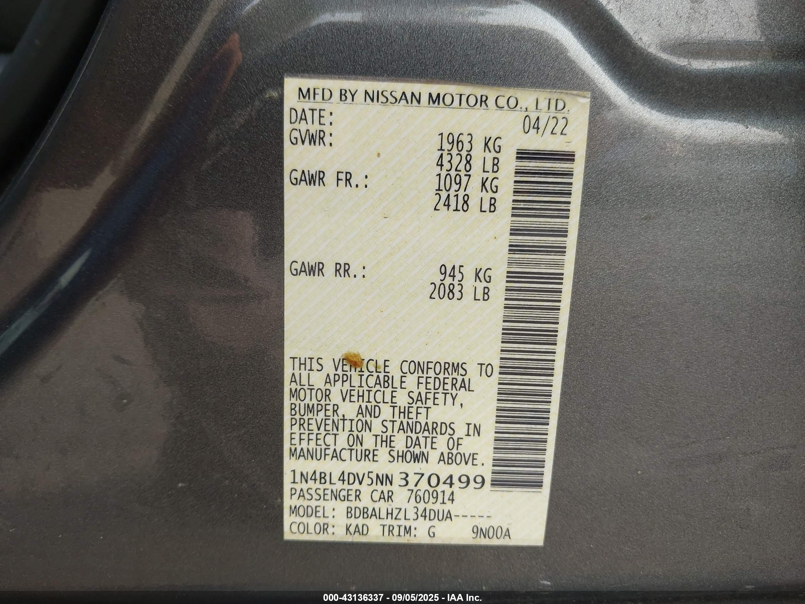 NISSAN ALTIMA image 9