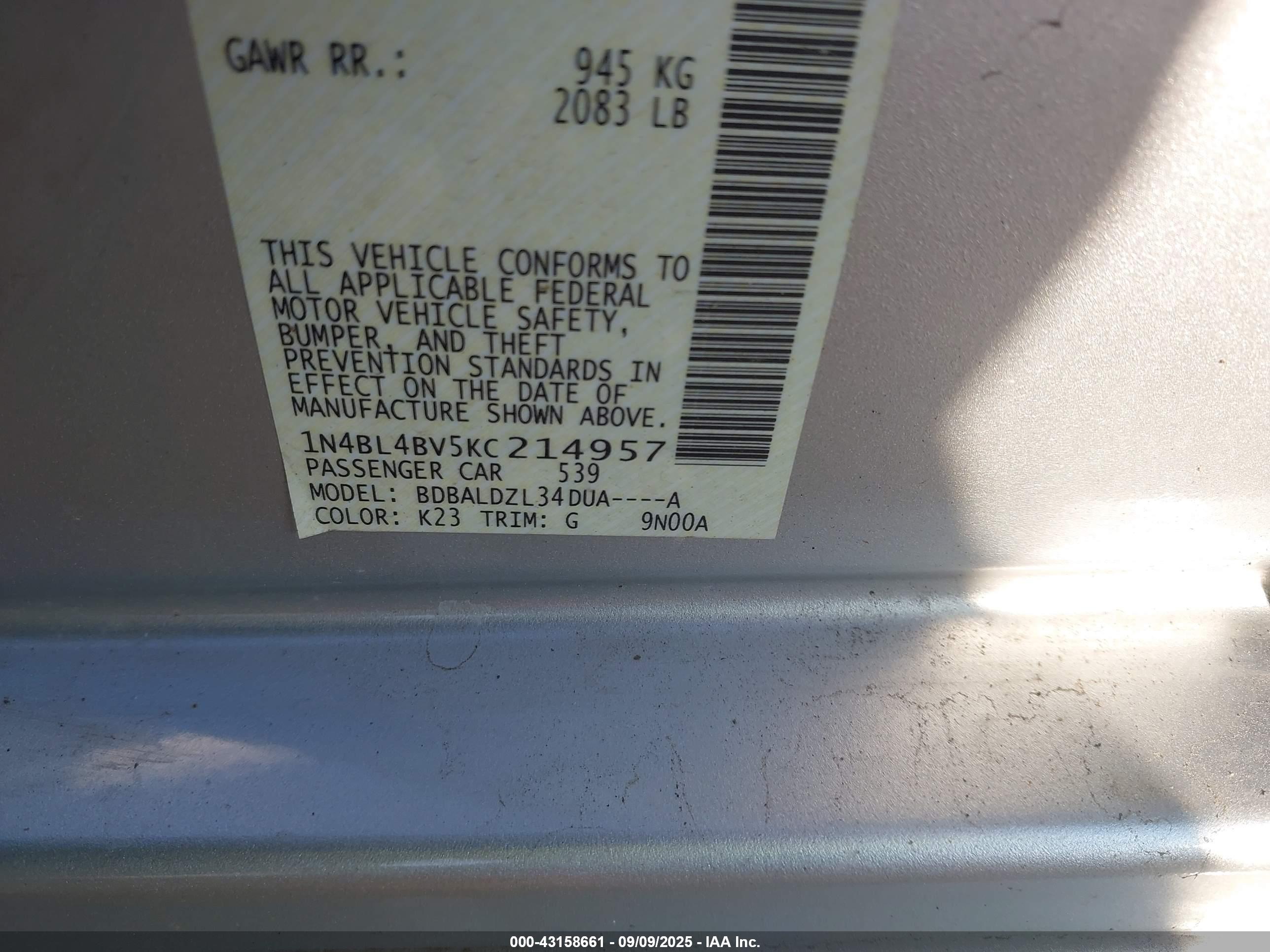 NISSAN ALTIMA image 9
