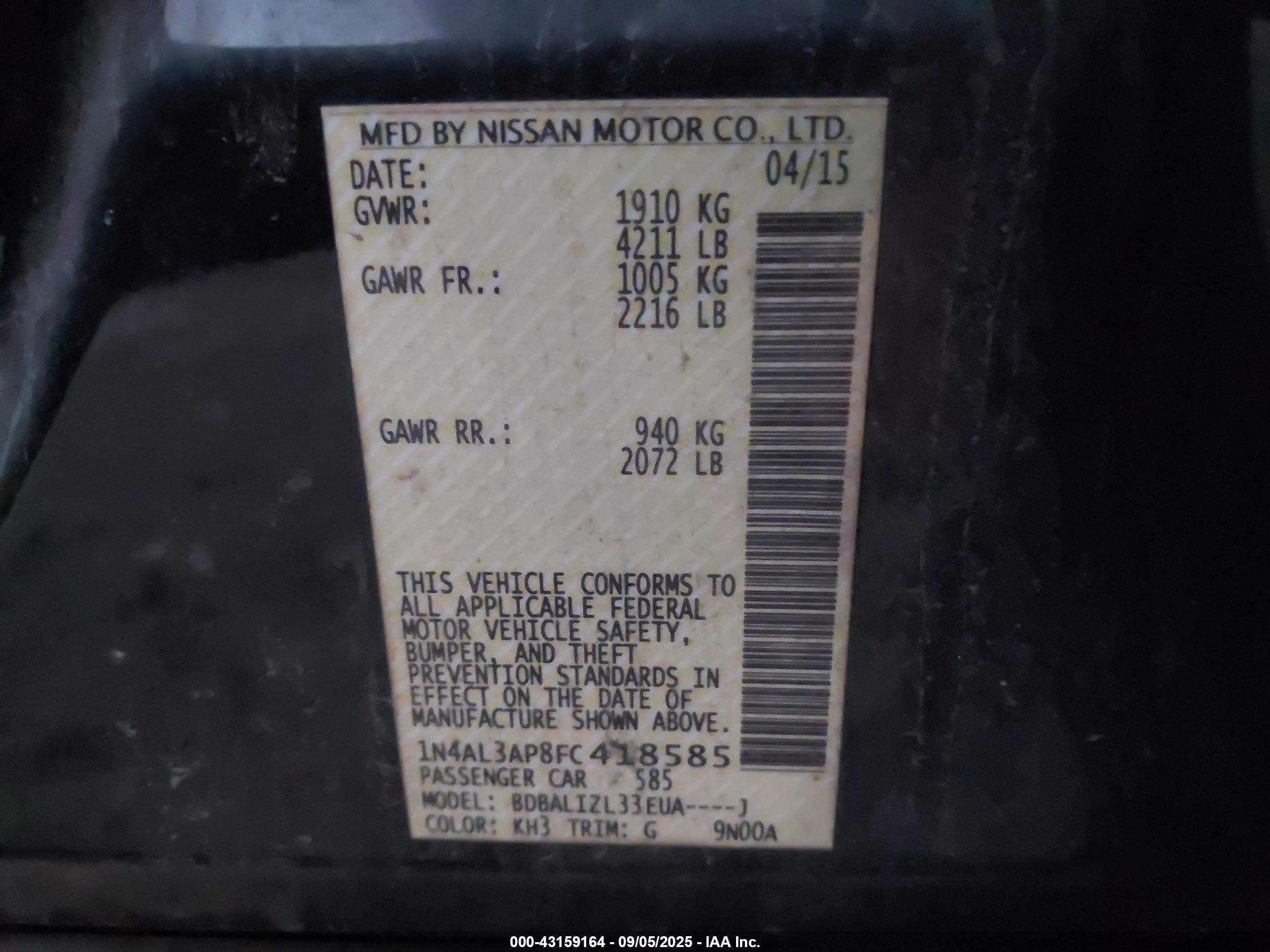 NISSAN ALTIMA image 9