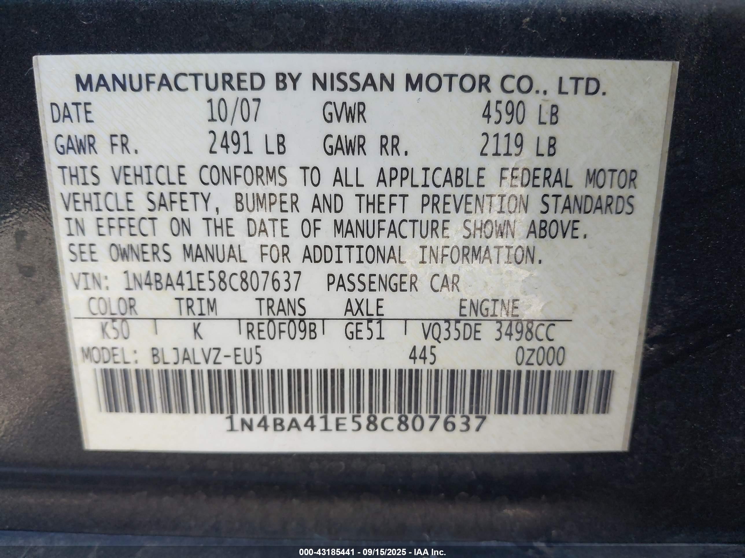 NISSAN MAXIMA image 9