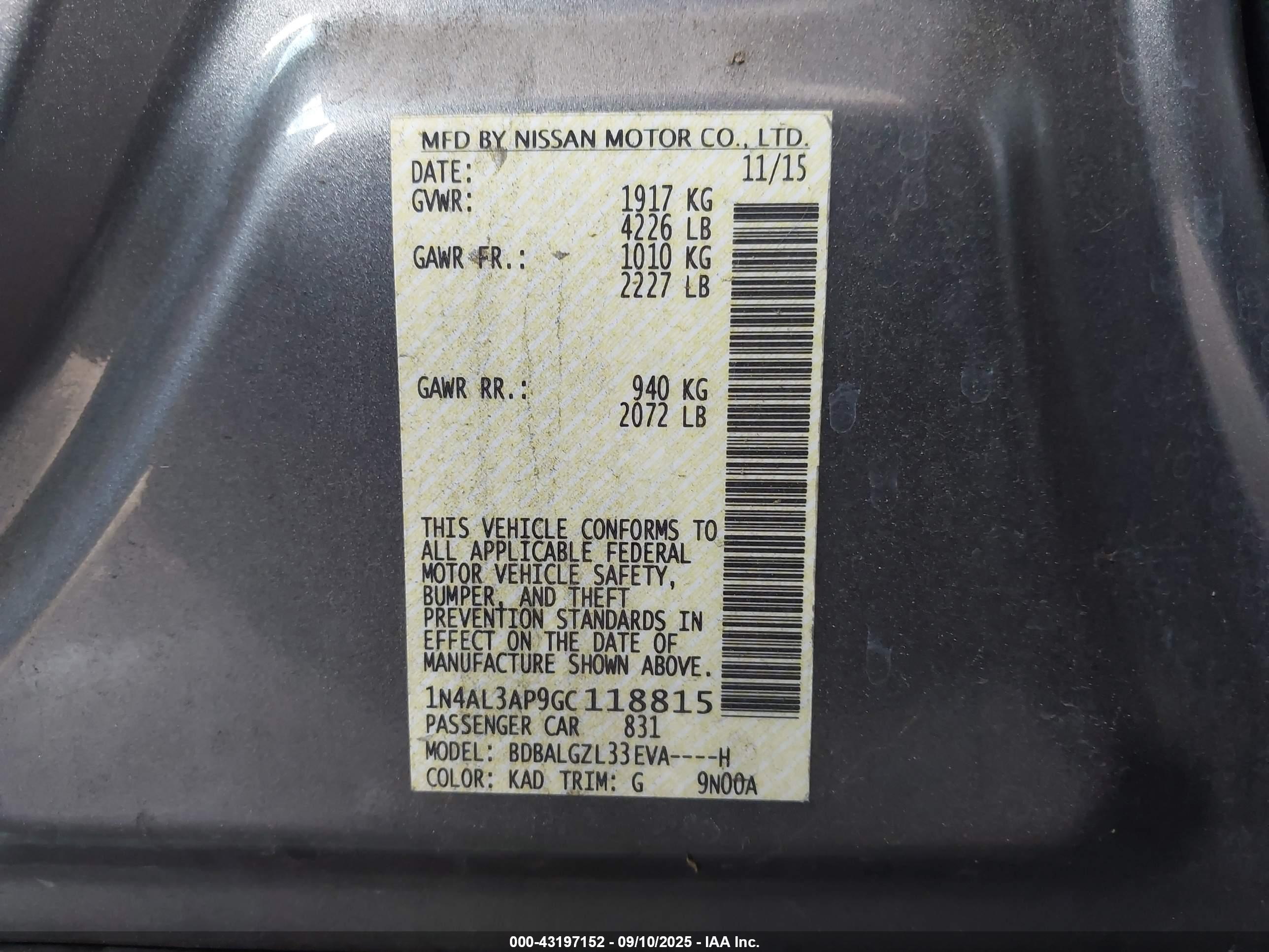 NISSAN ALTIMA image 9
