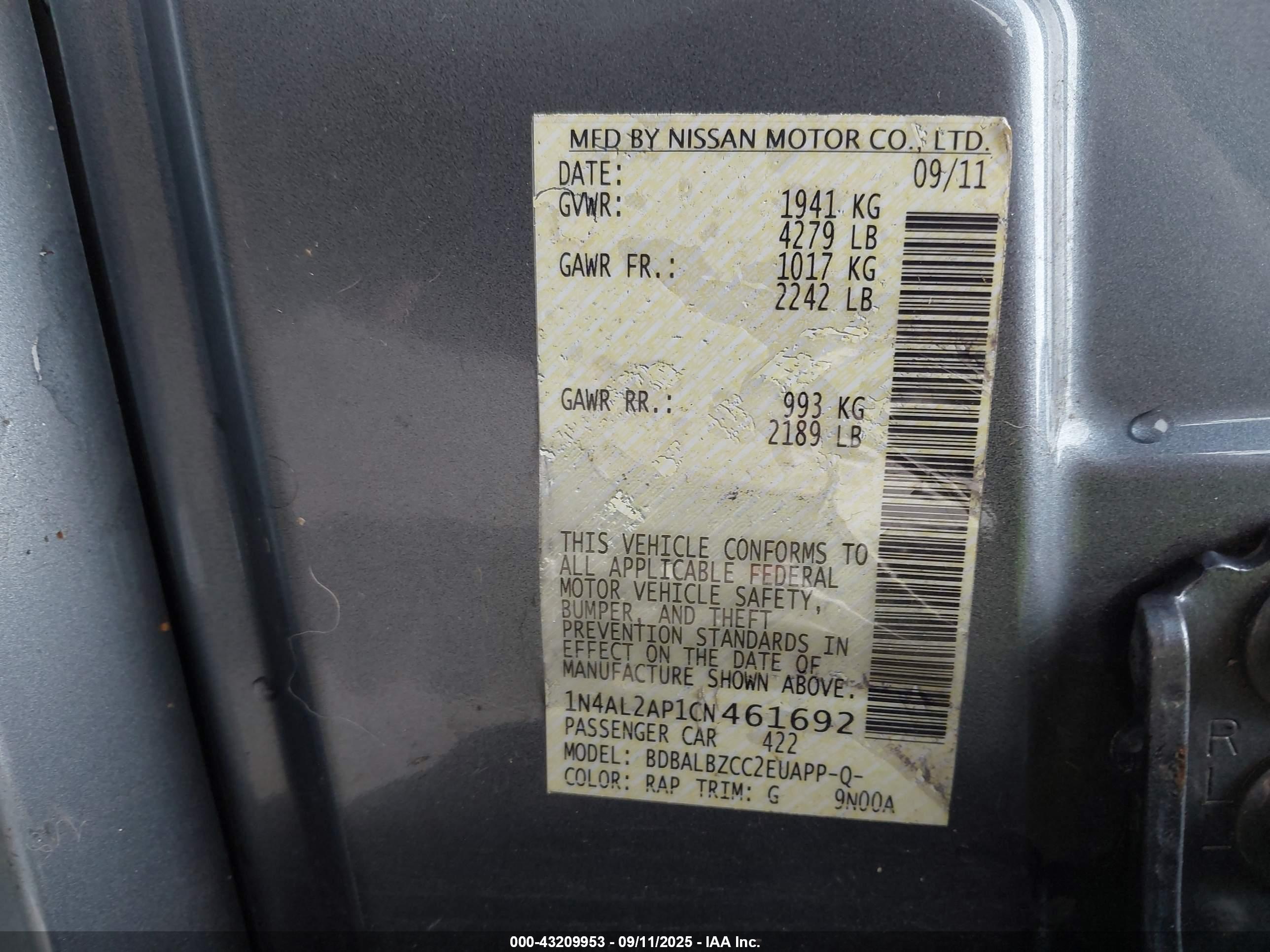 NISSAN ALTIMA image 9