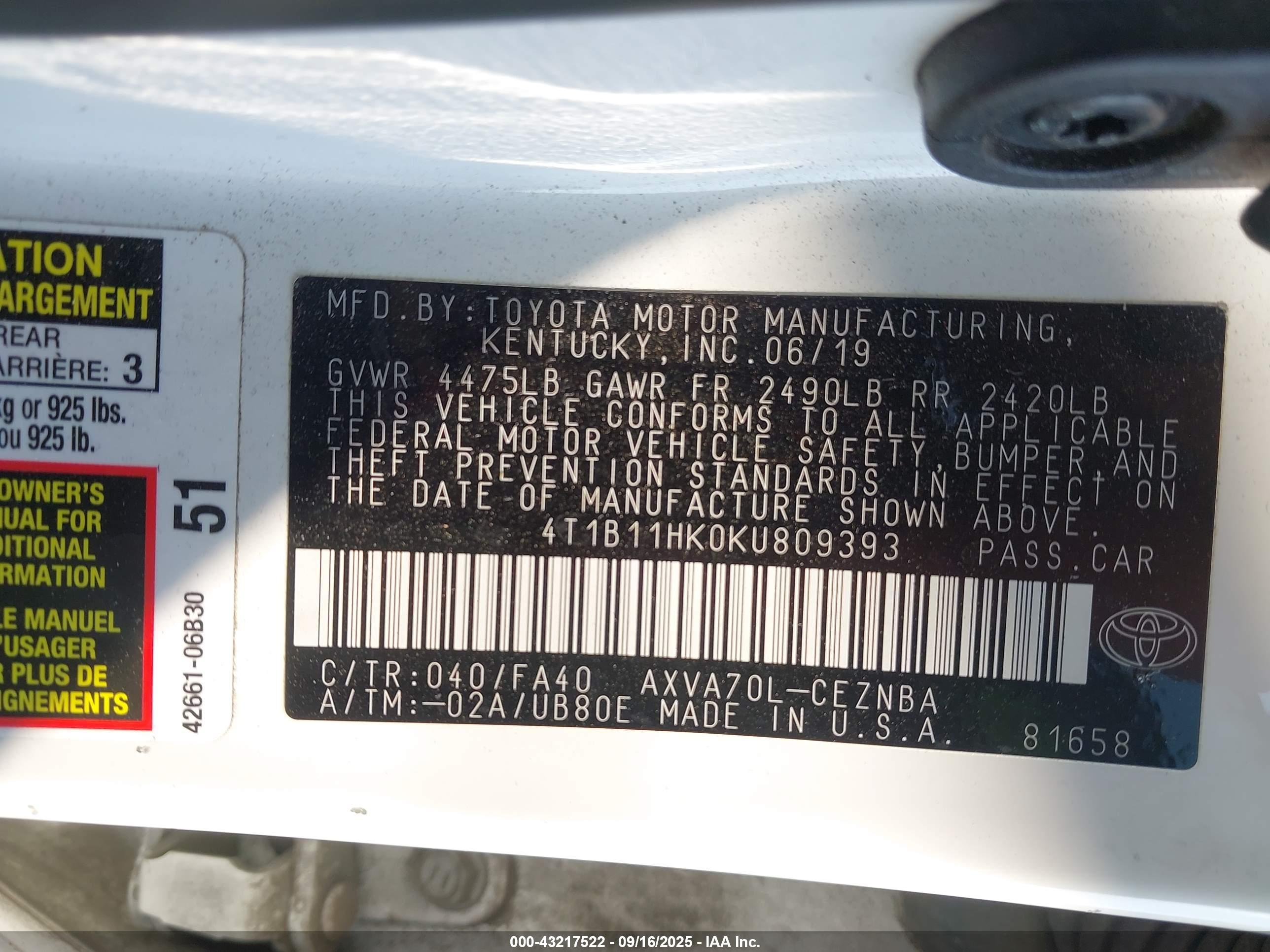 TOYOTA CAMRY image 9