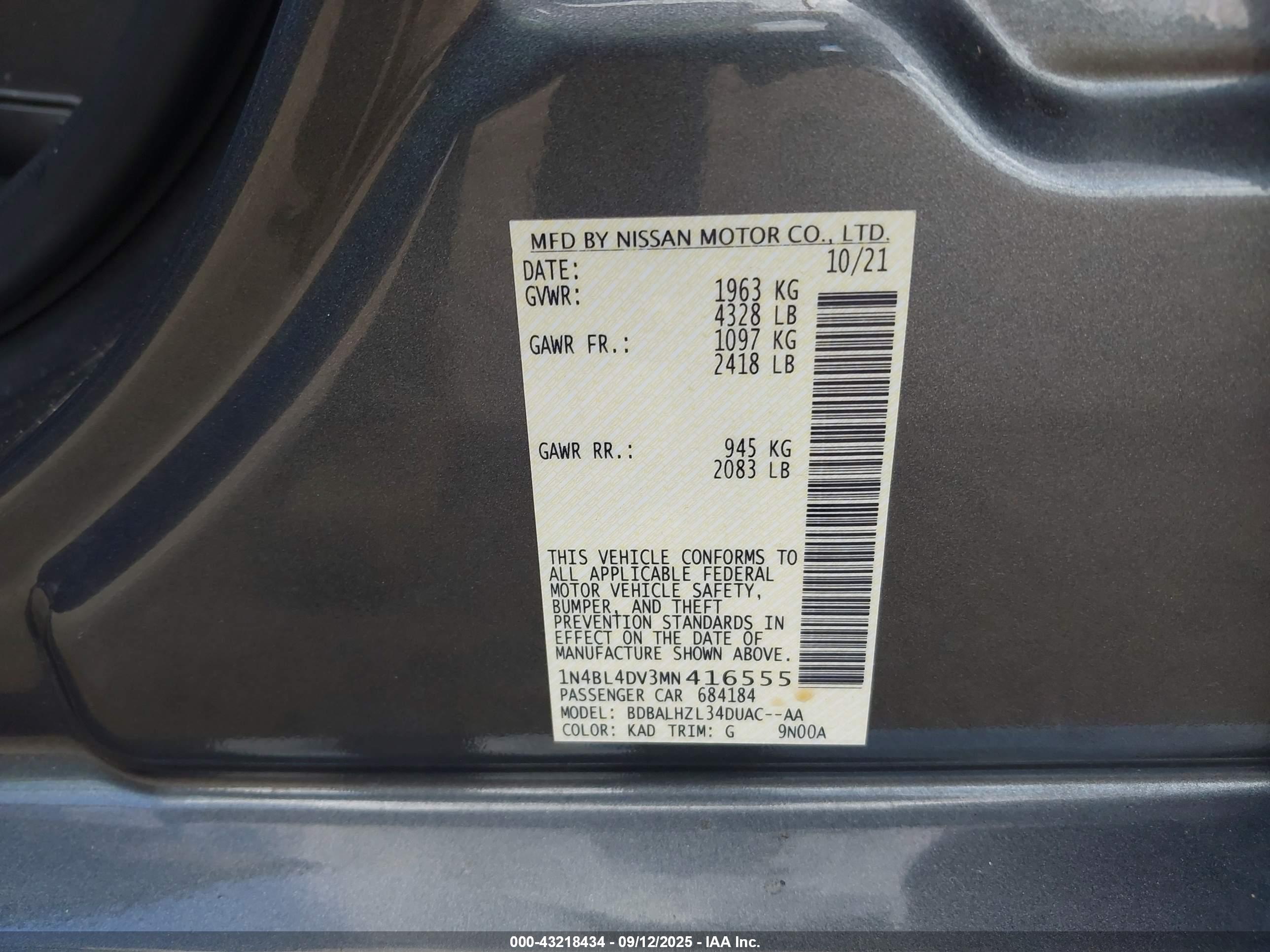 NISSAN ALTIMA image 9