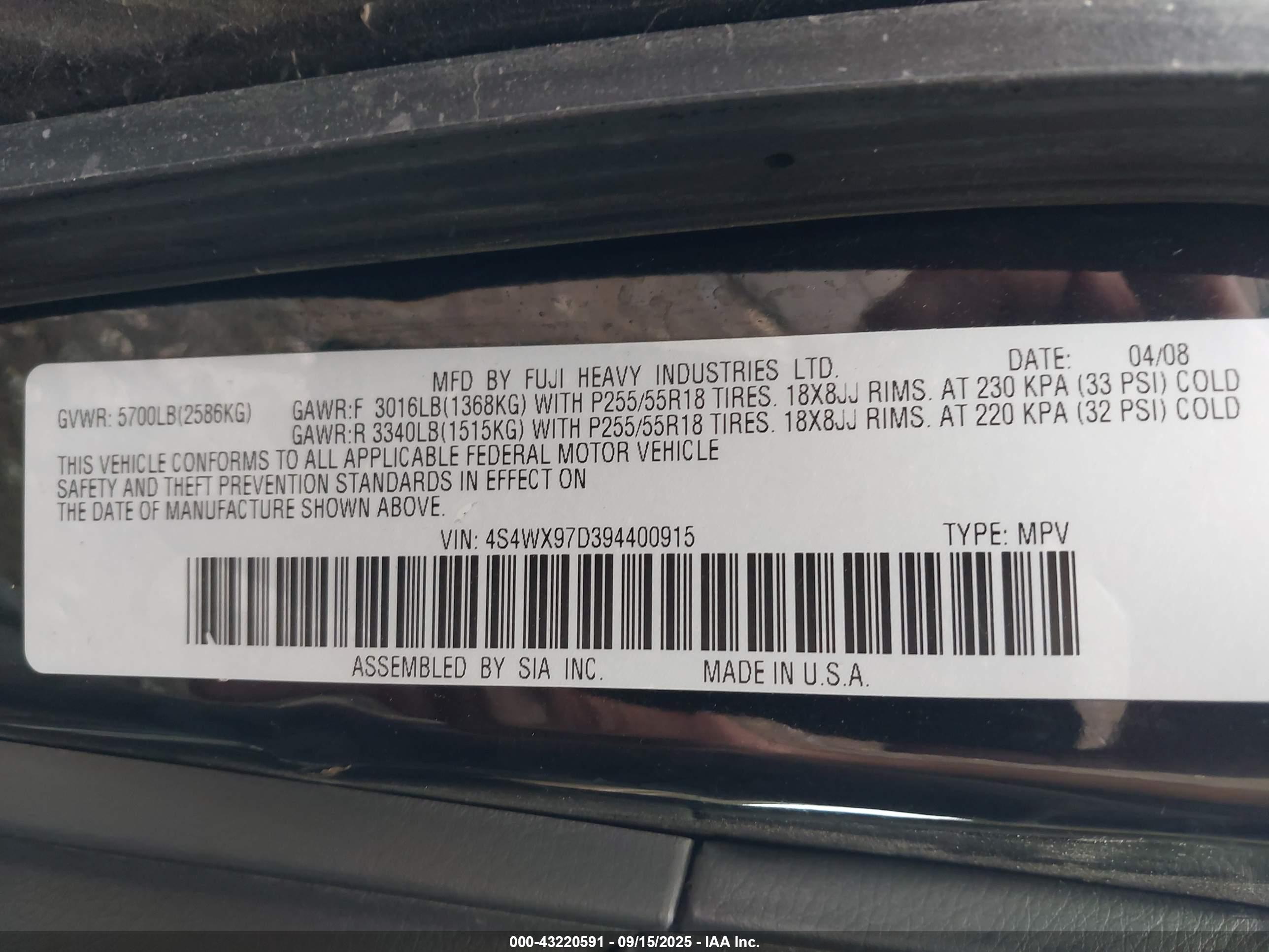 SUBARU TRIBECA image 9