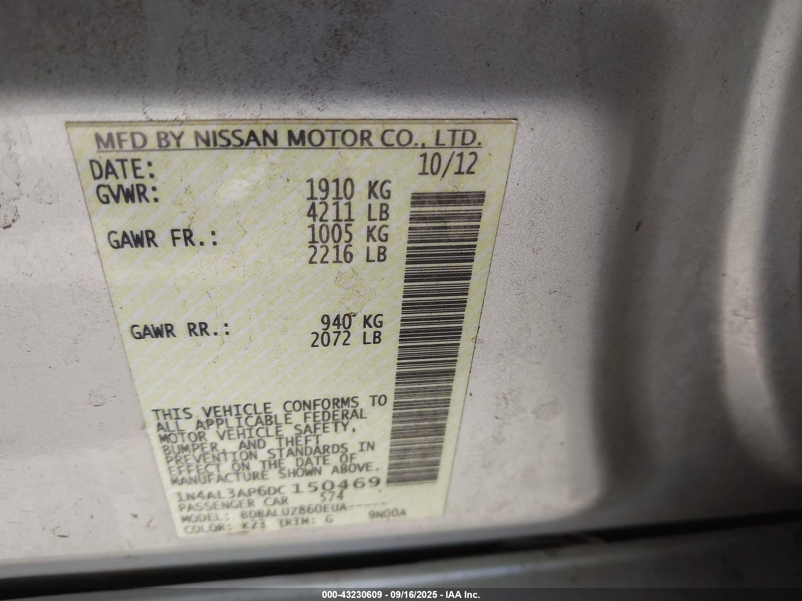 NISSAN ALTIMA image 9