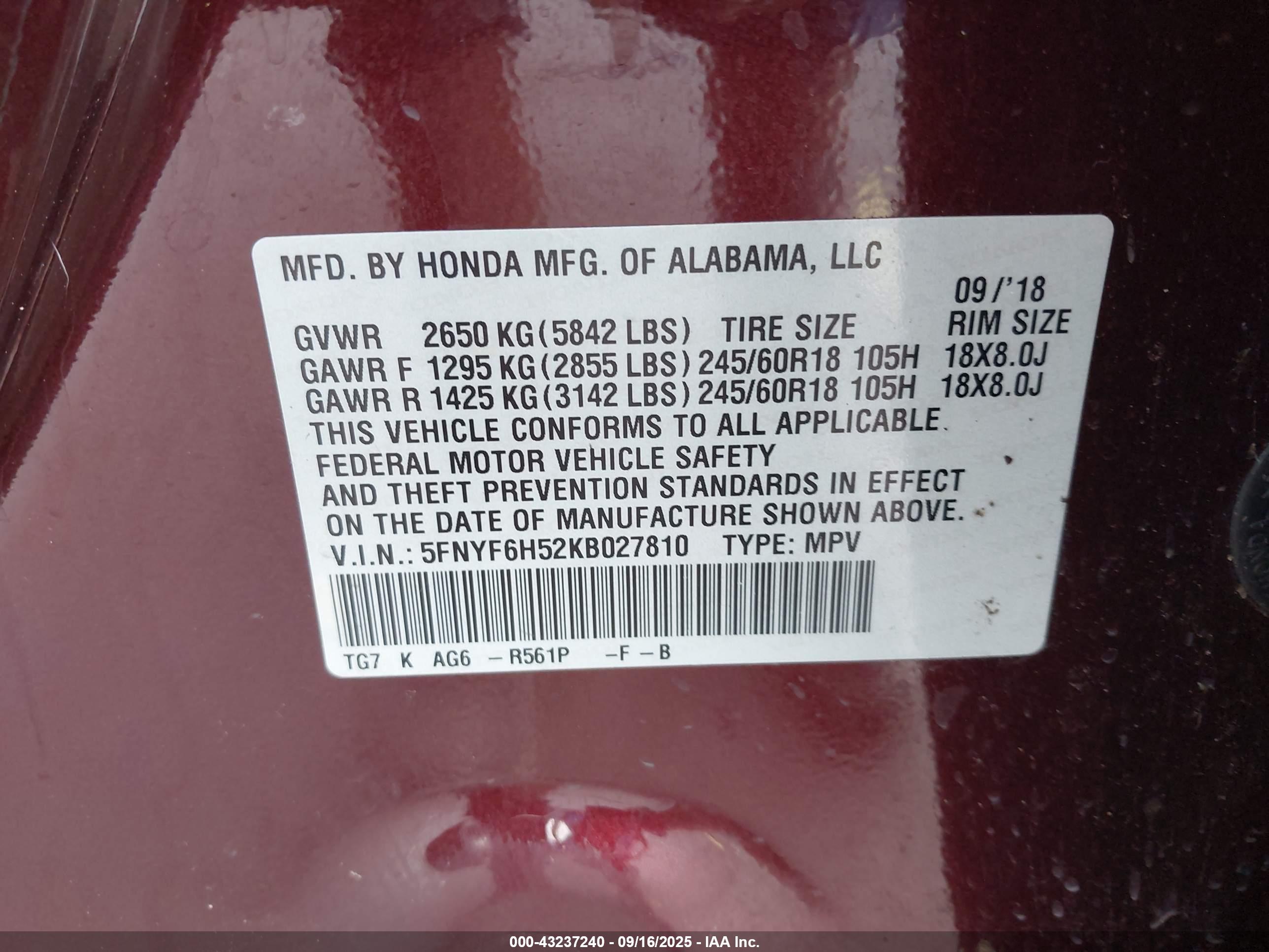 HONDA PILOT image 9