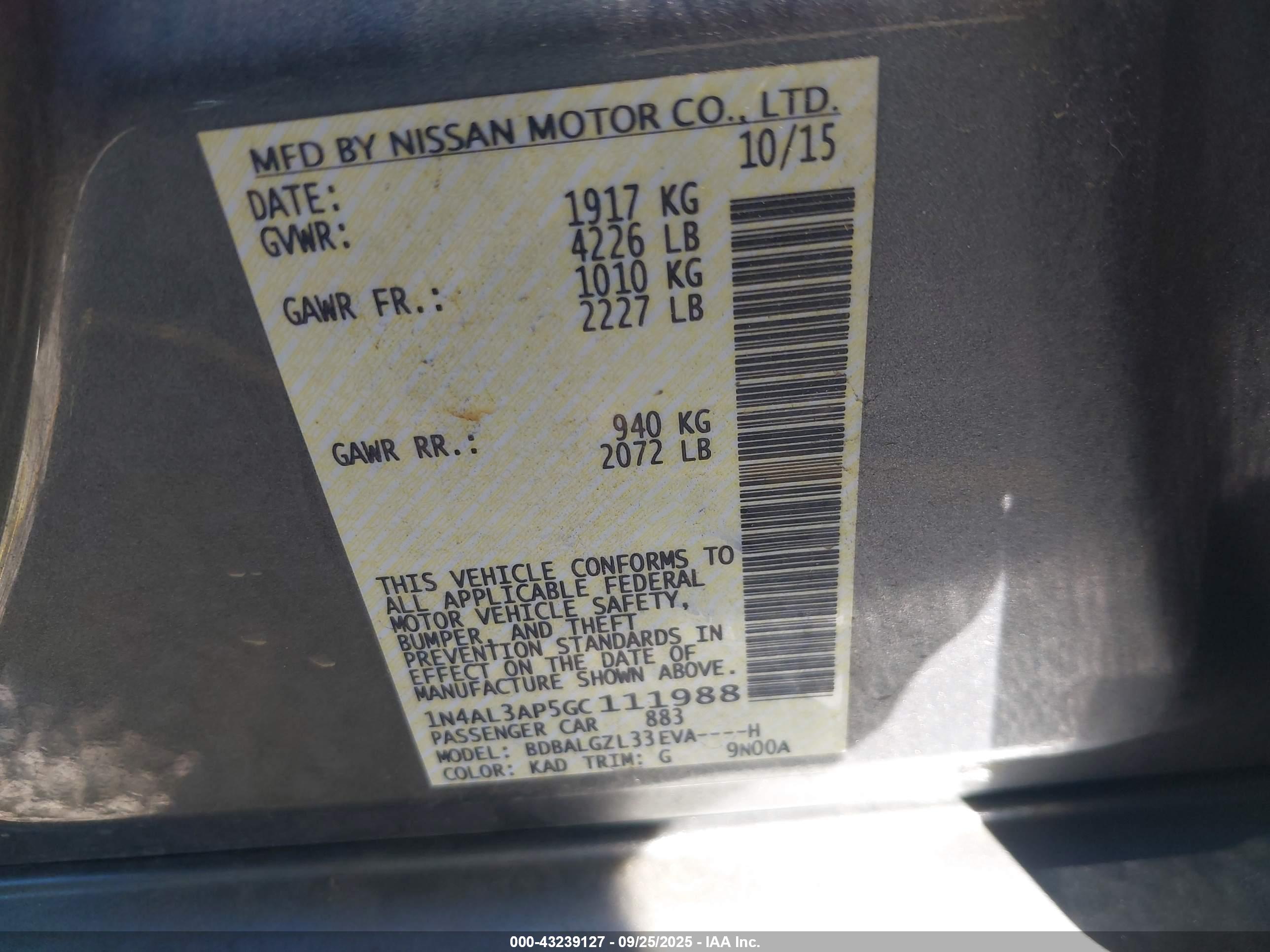 NISSAN ALTIMA image 9