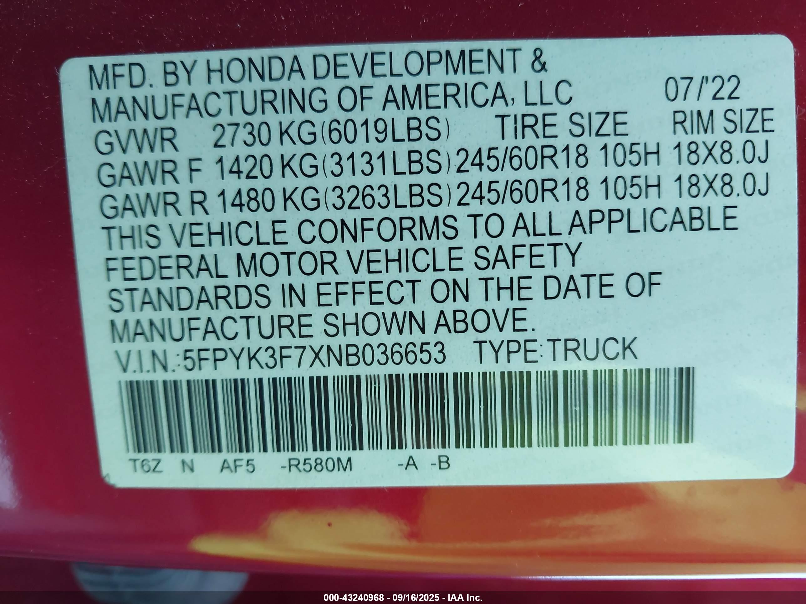 HONDA RIDGELINE image 9