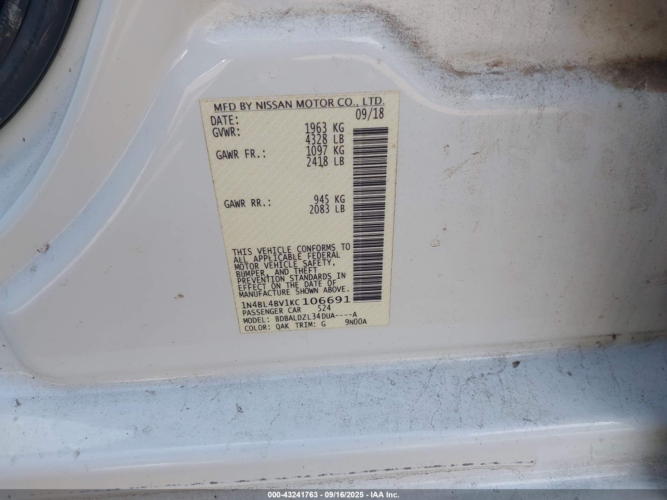 NISSAN ALTIMA image 9