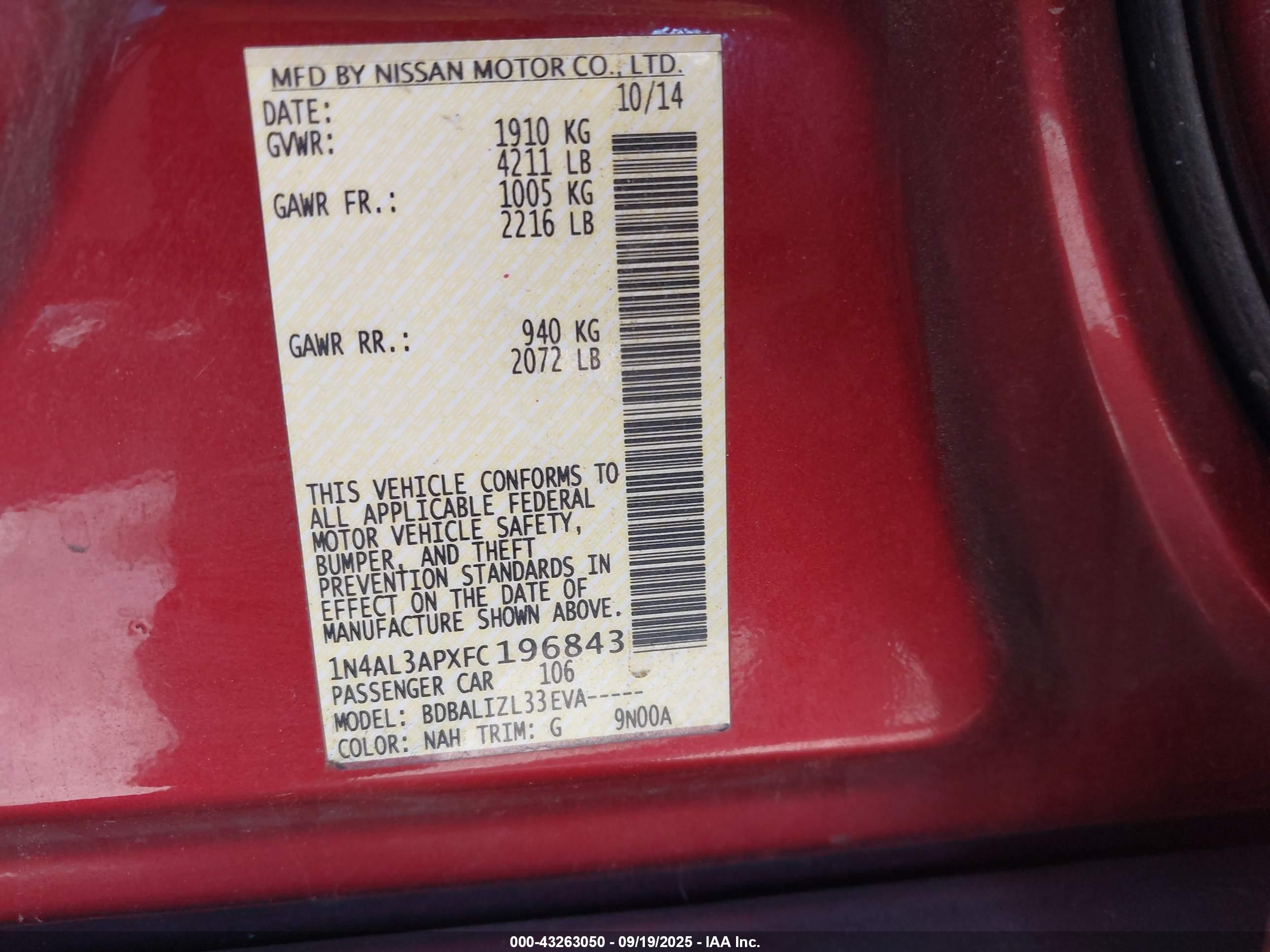 NISSAN ALTIMA image 9