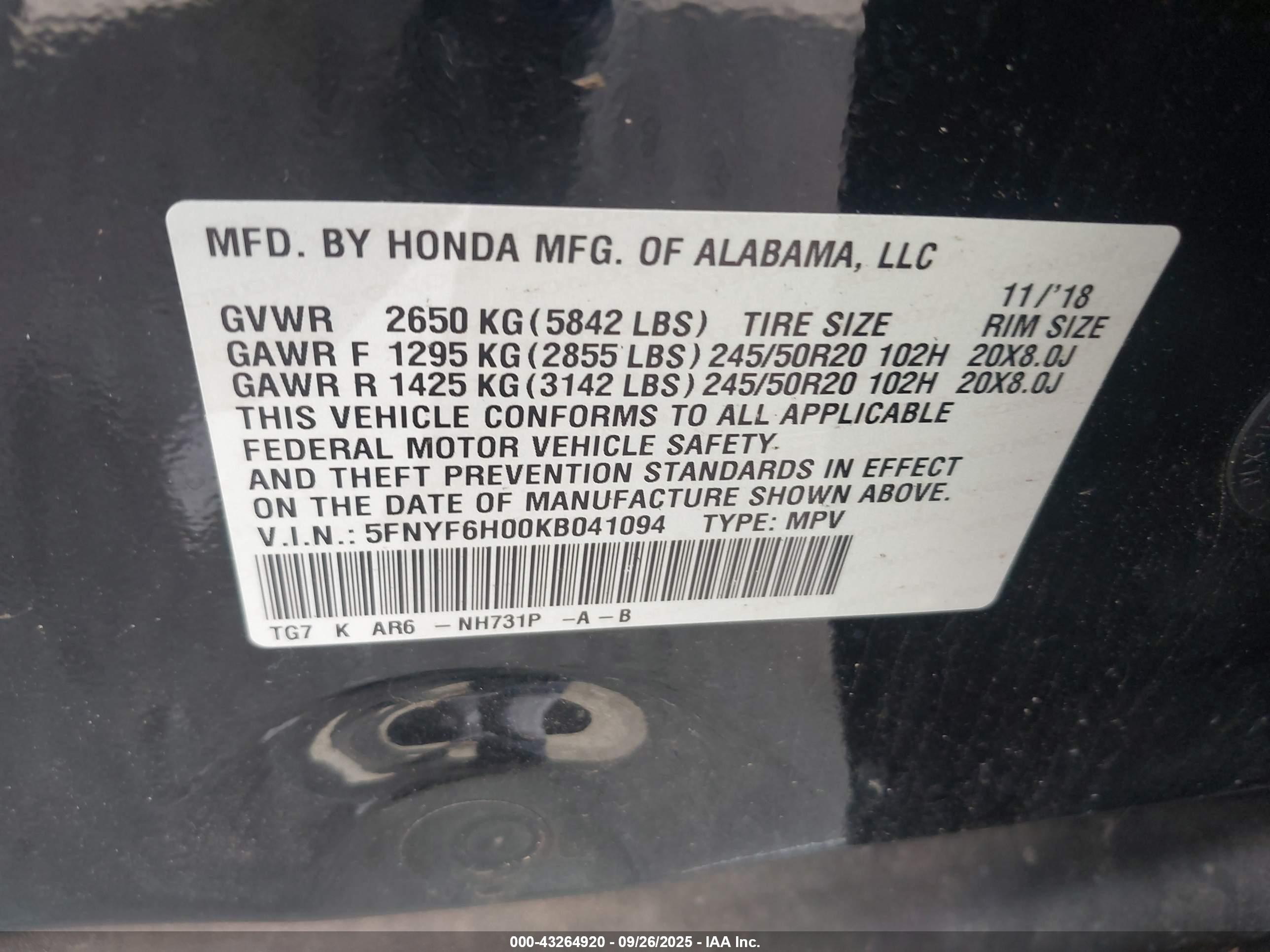 HONDA PILOT image 9