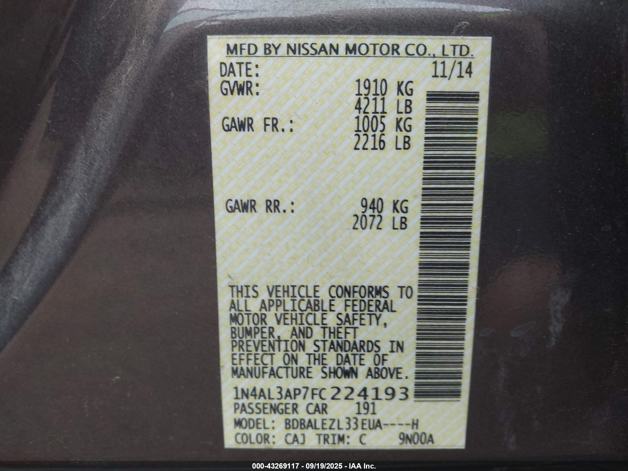 NISSAN ALTIMA image 9