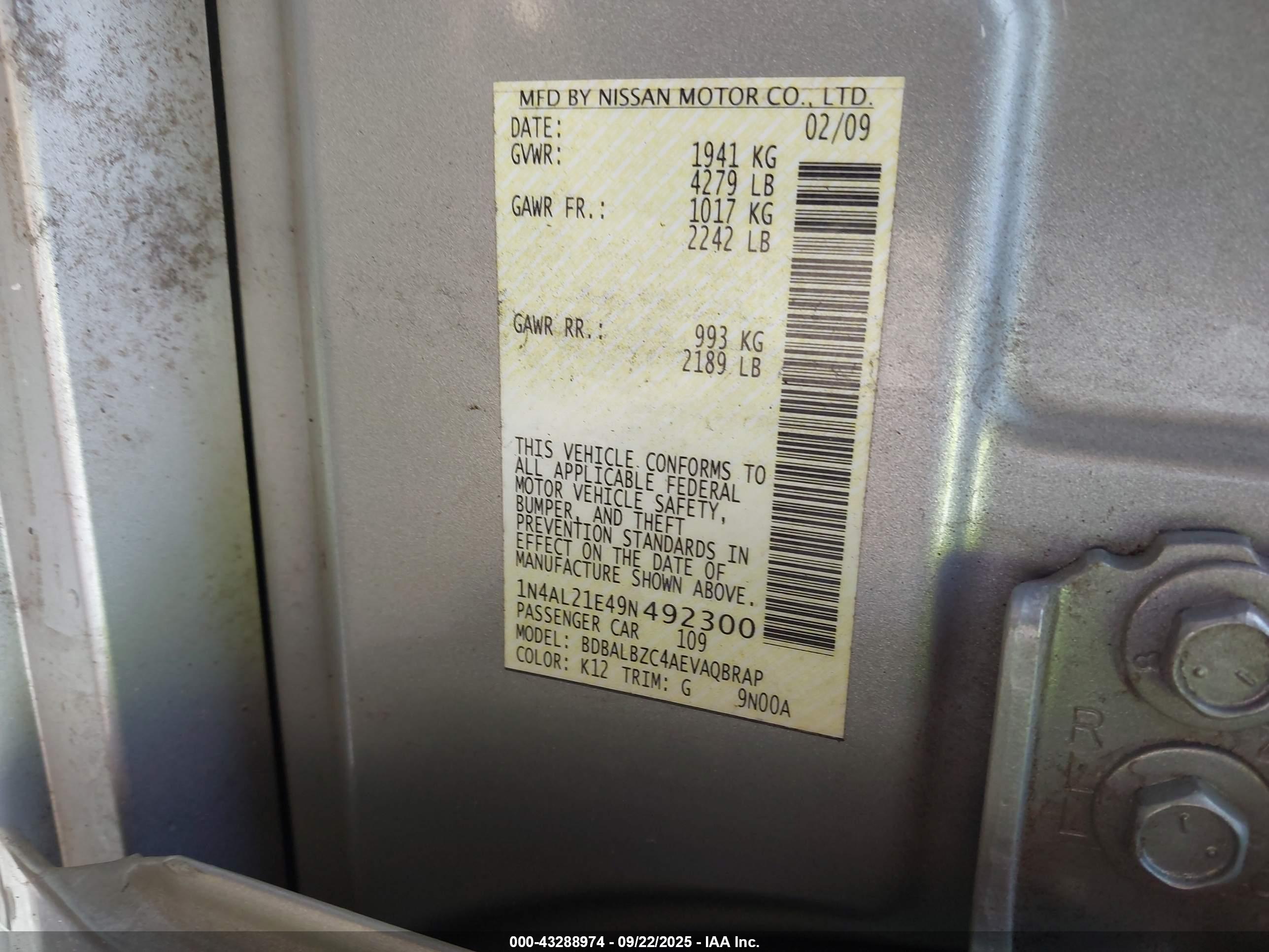 NISSAN ALTIMA image 9