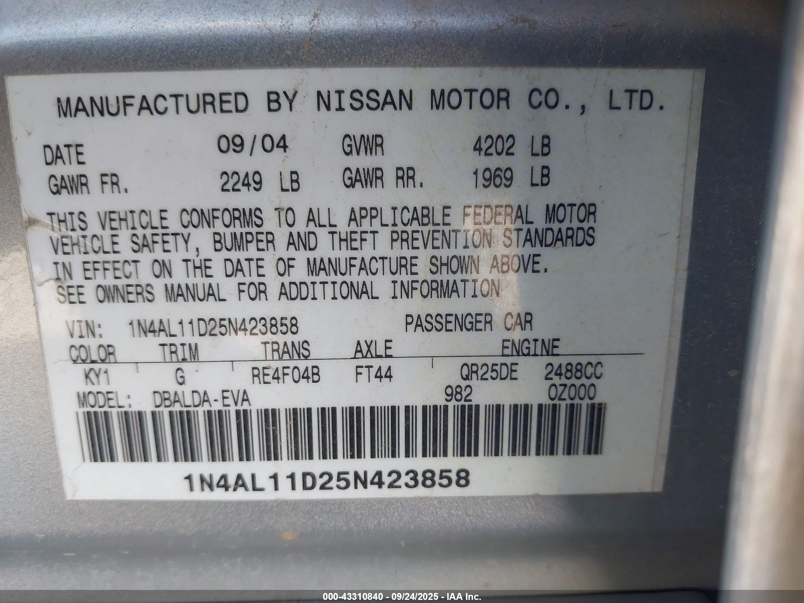 NISSAN ALTIMA image 9