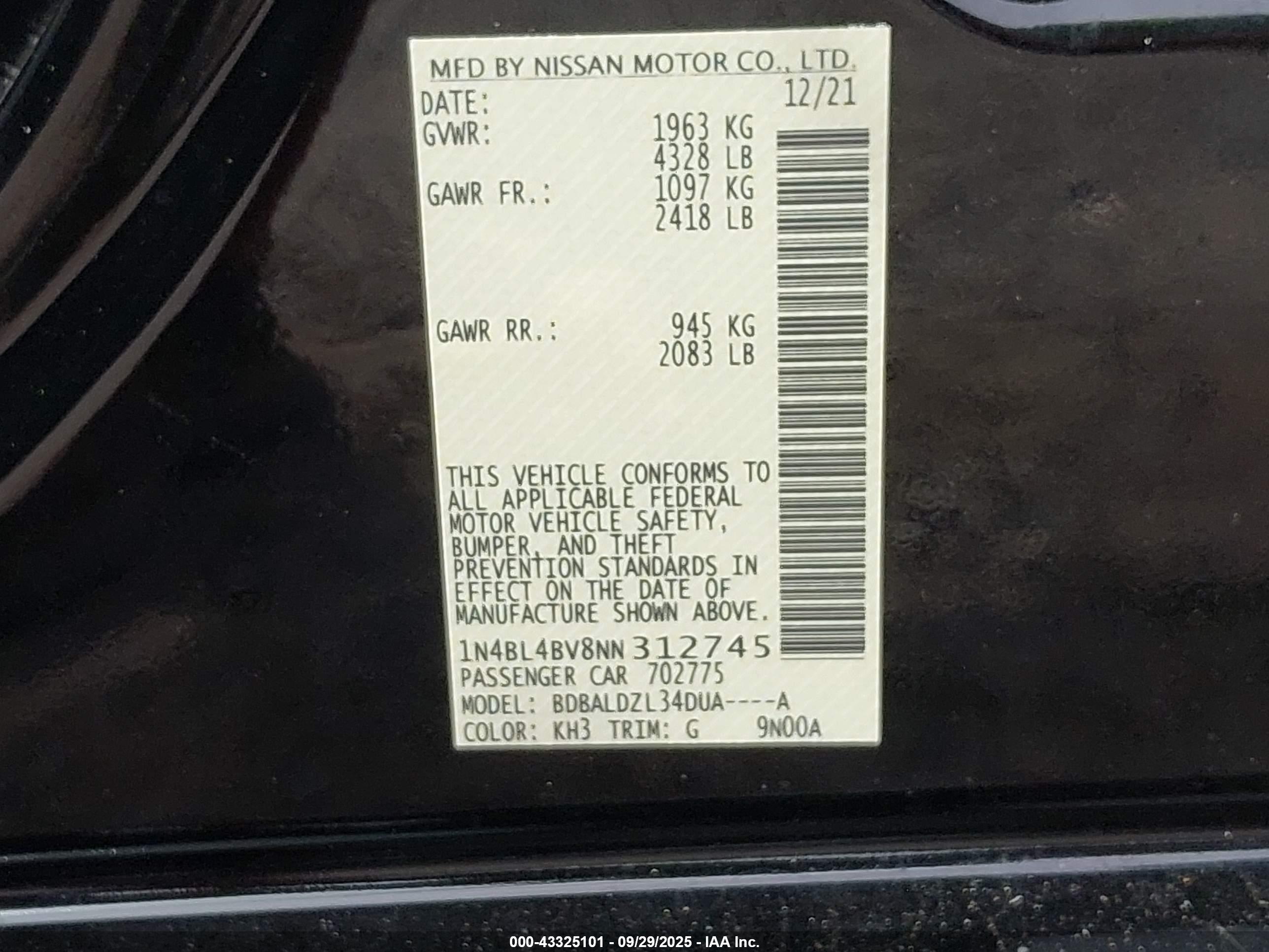 NISSAN ALTIMA image 9