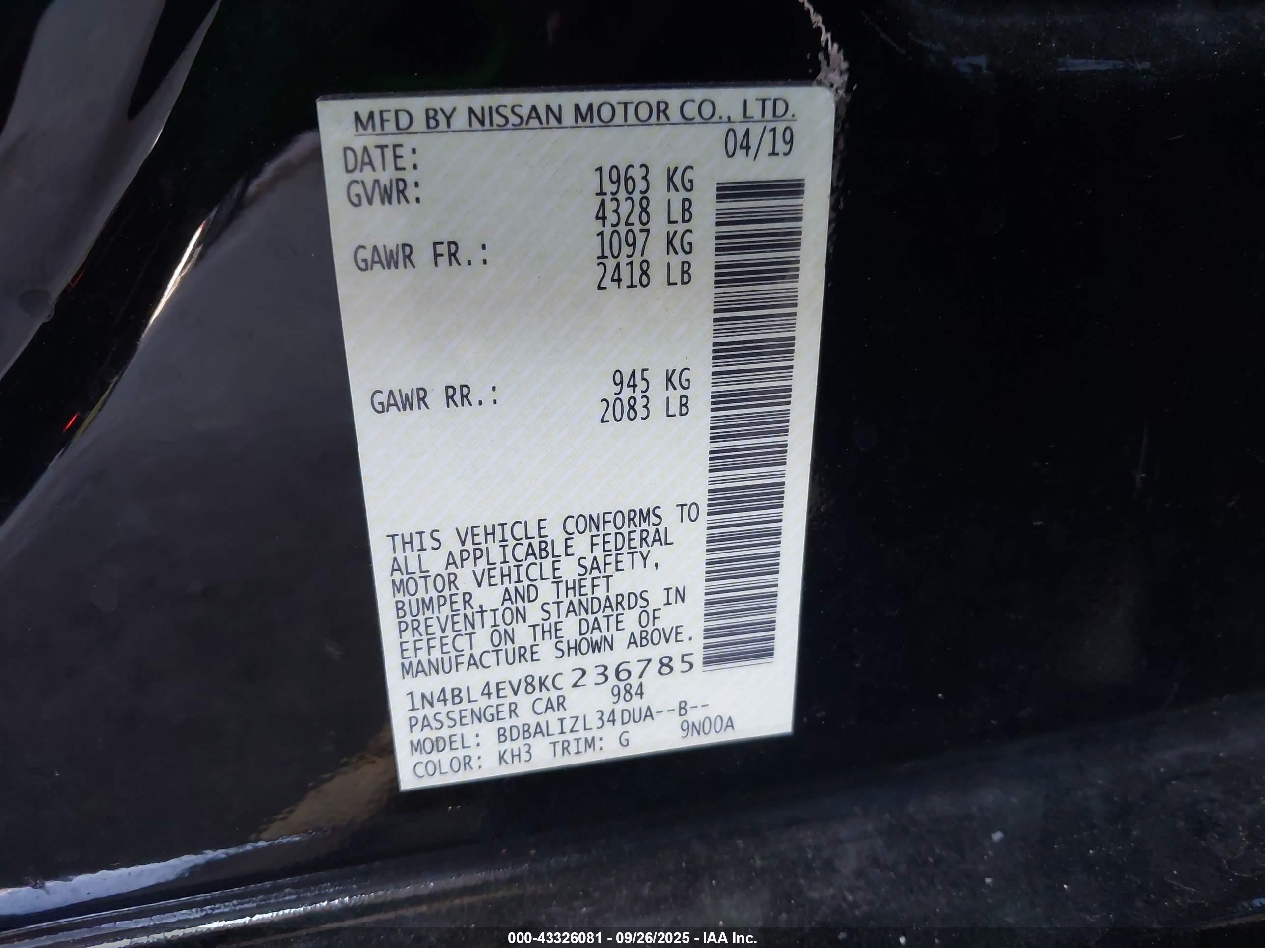 NISSAN ALTIMA image 9