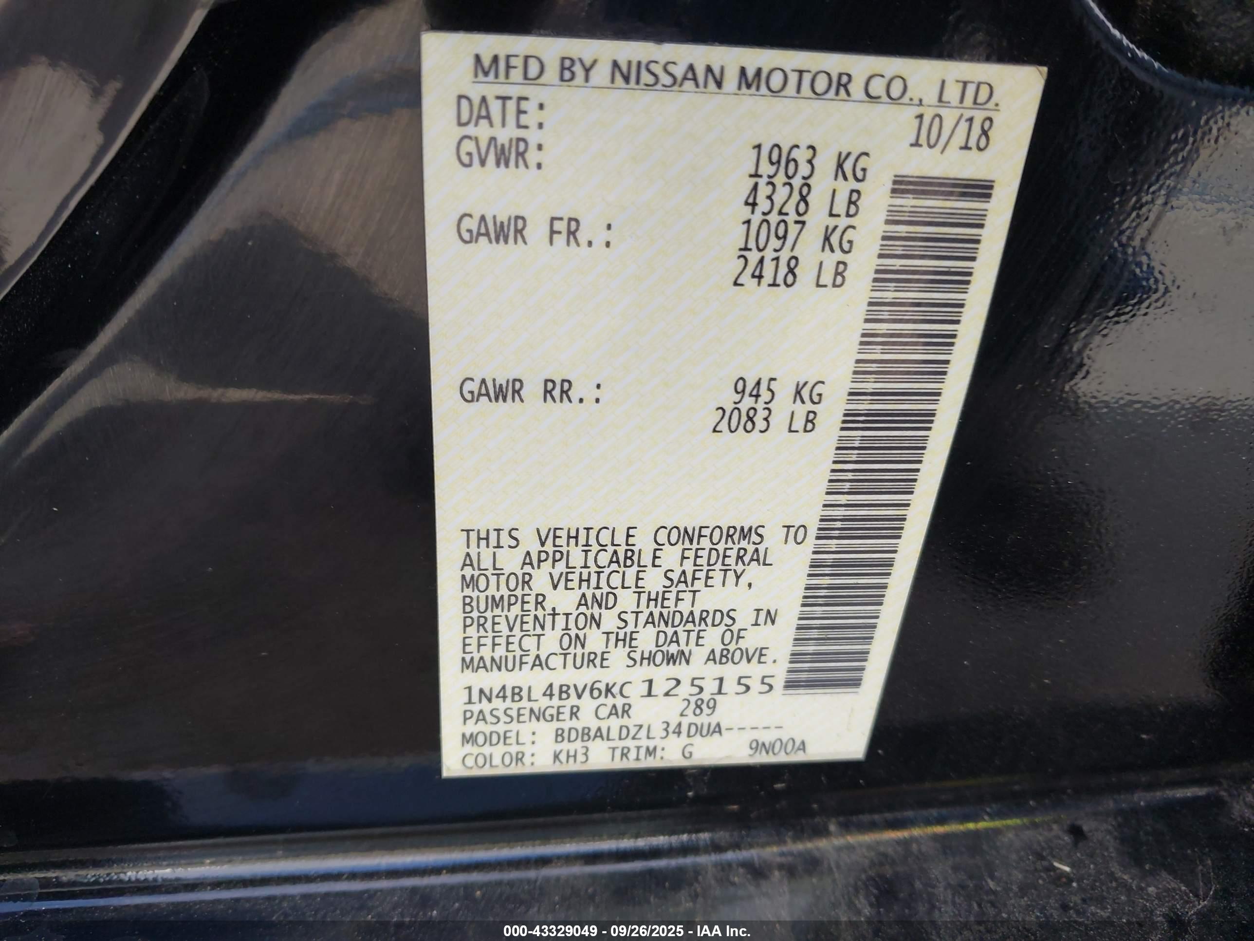 NISSAN ALTIMA image 9