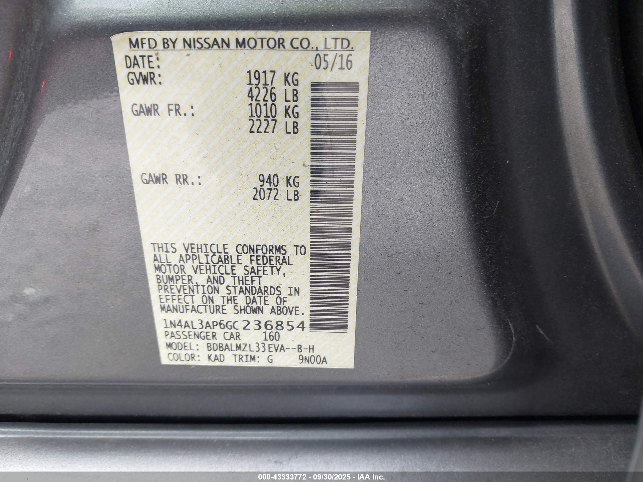 NISSAN ALTIMA image 9