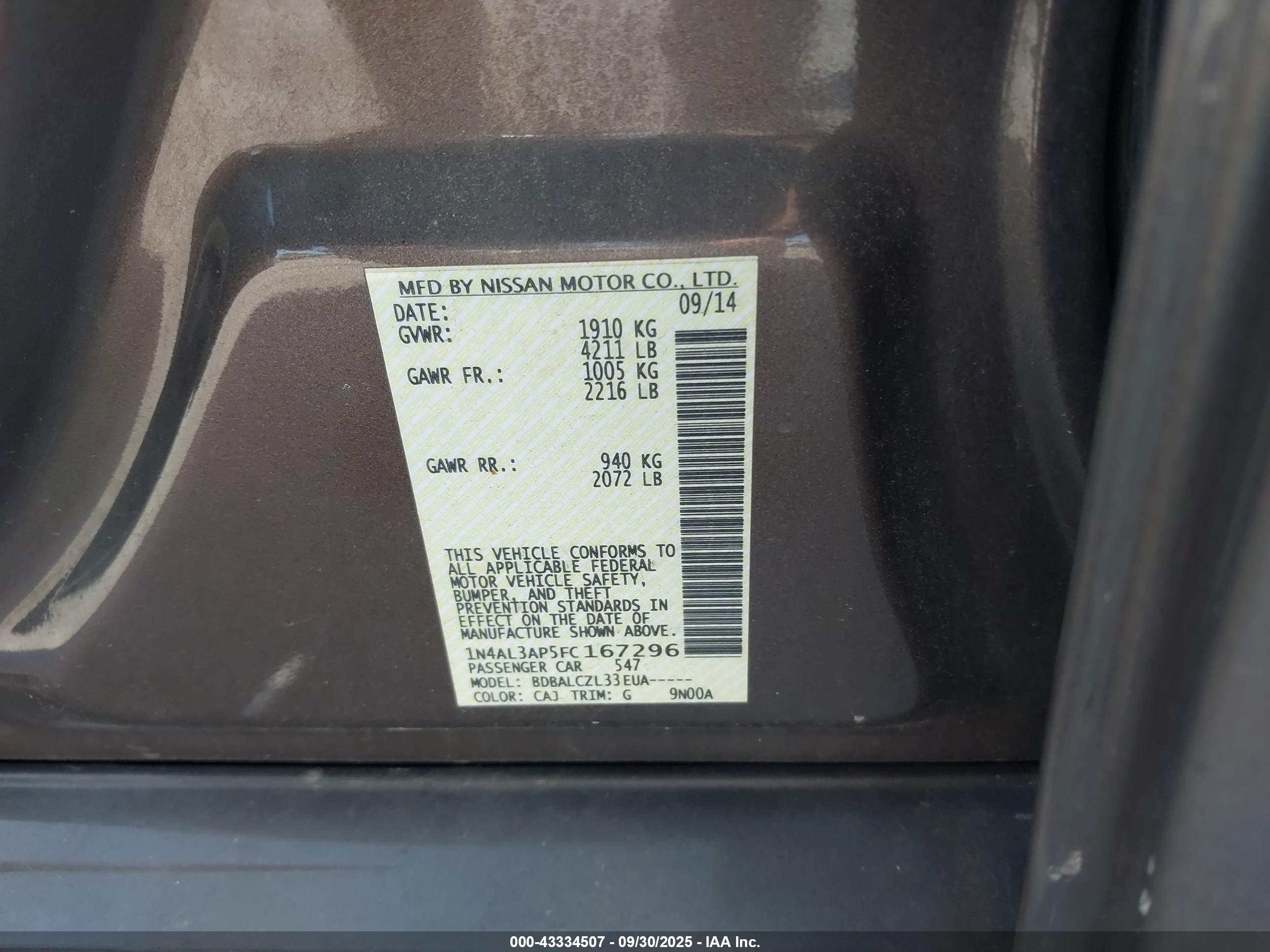 NISSAN ALTIMA image 9