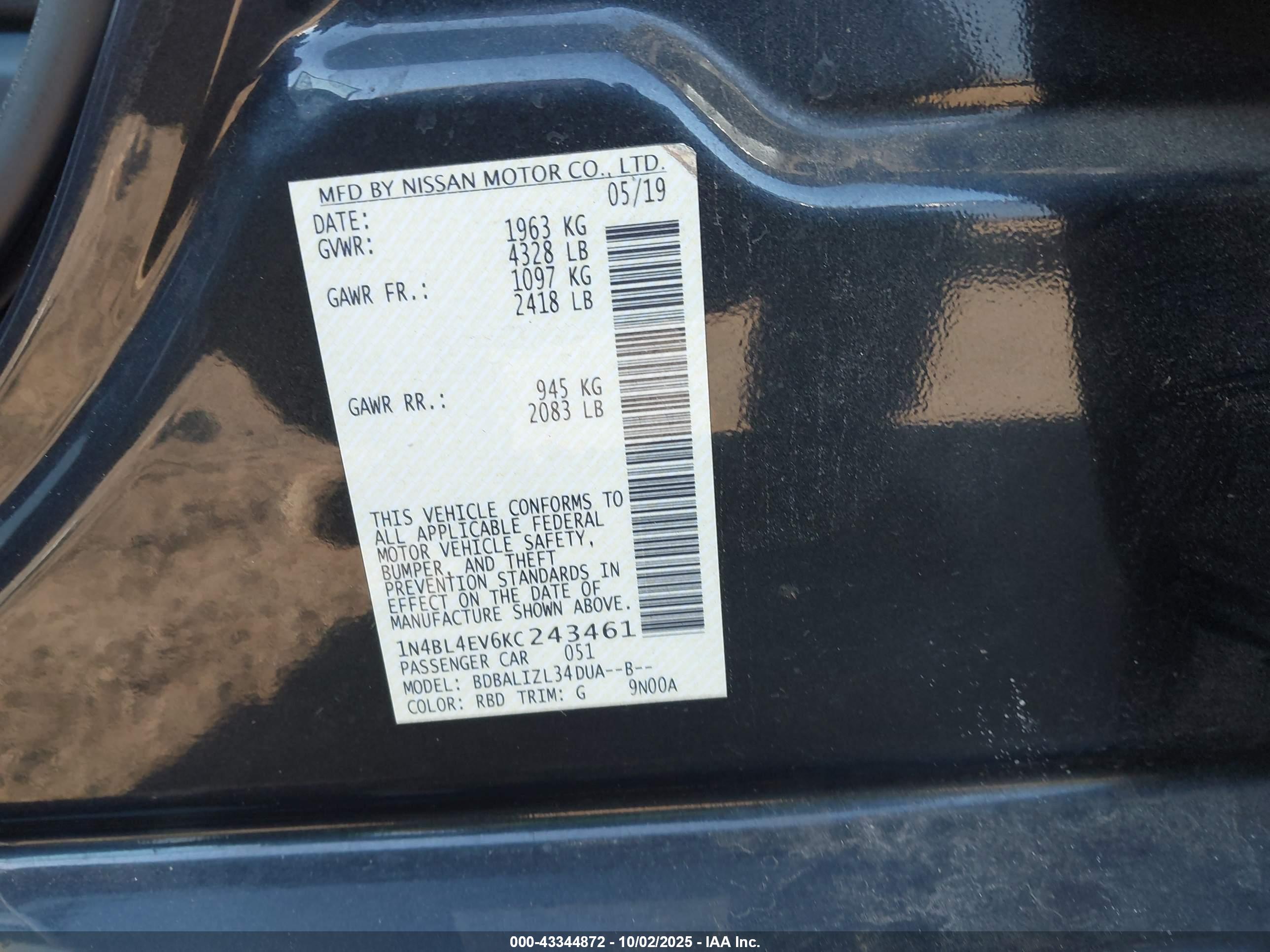 NISSAN ALTIMA image 9