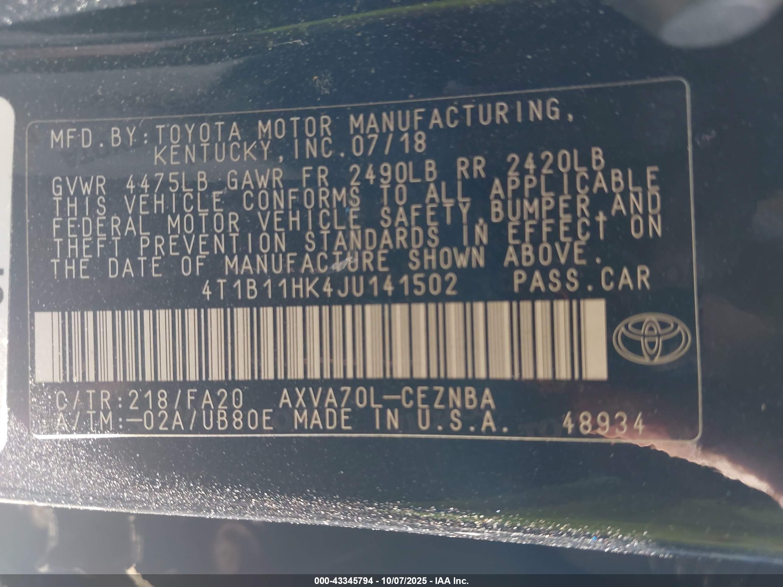 TOYOTA CAMRY image 9