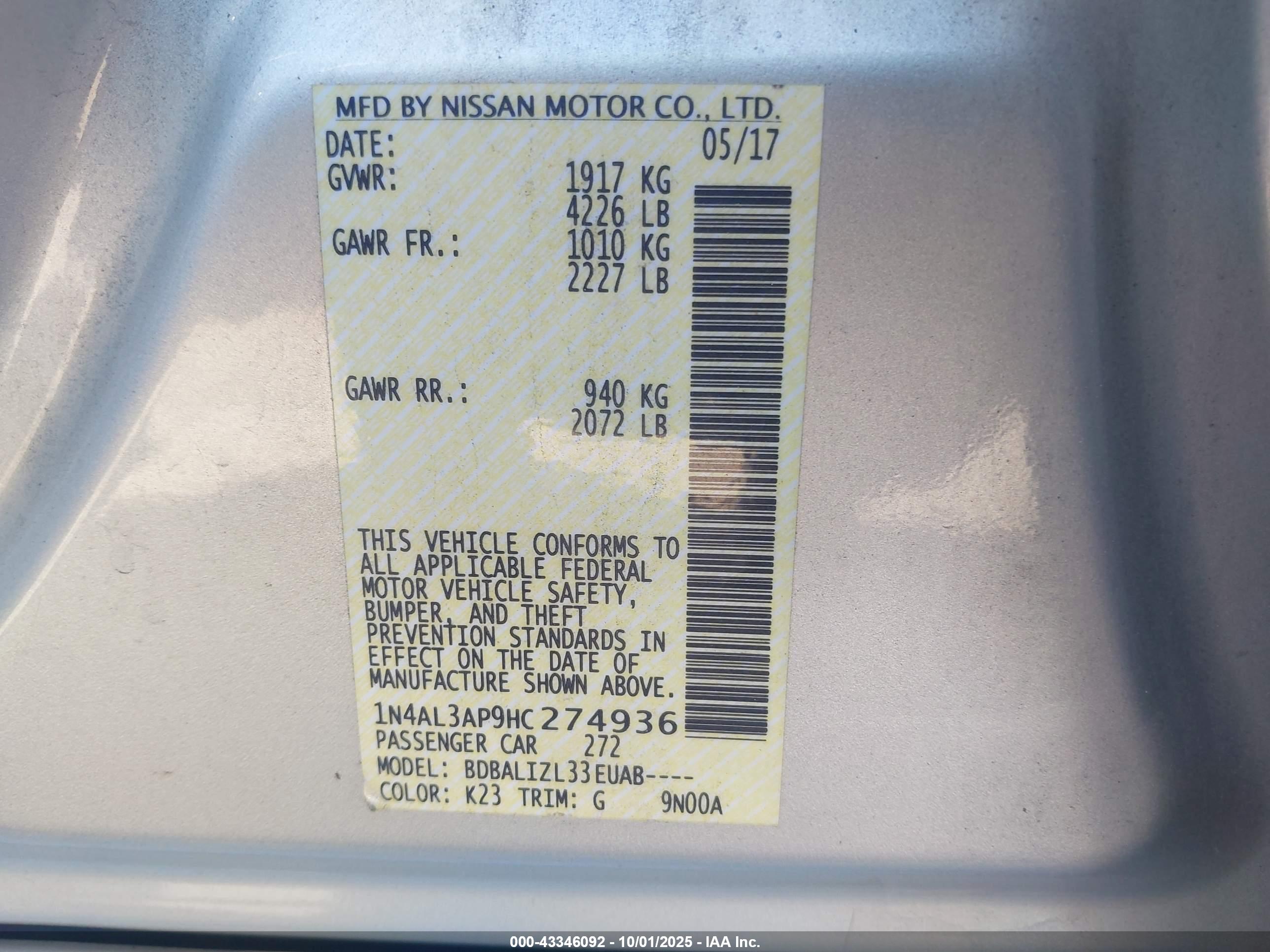 NISSAN ALTIMA image 9