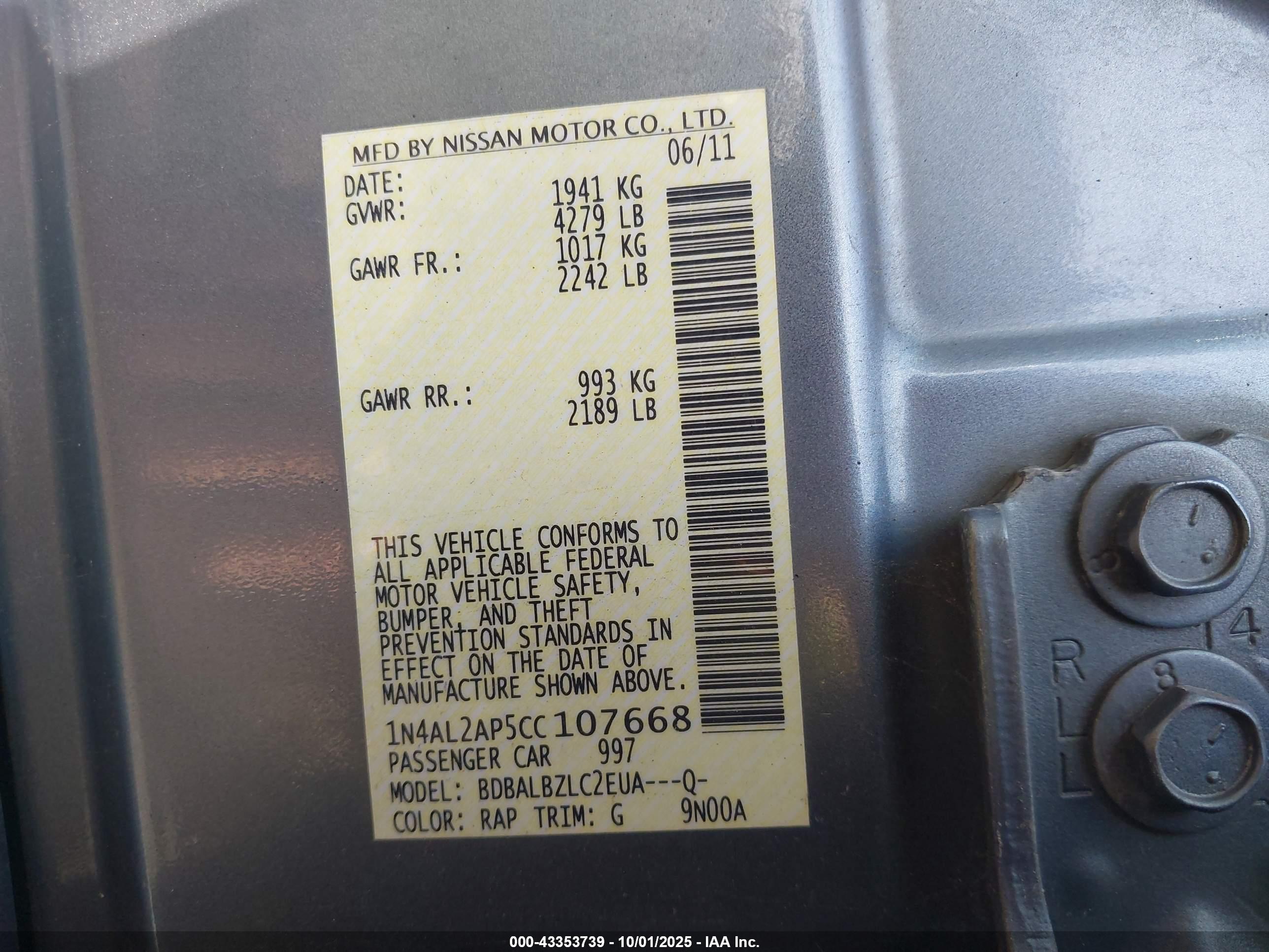 NISSAN ALTIMA image 9