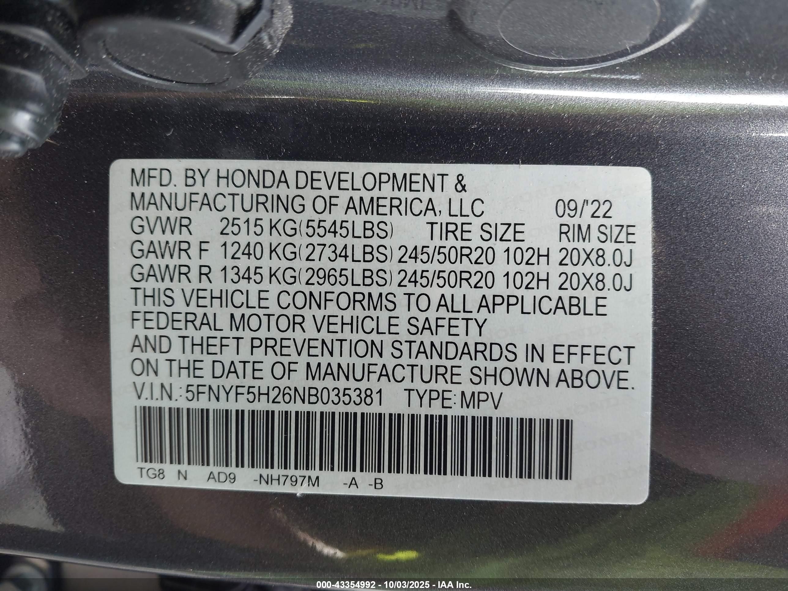 HONDA PILOT image 9