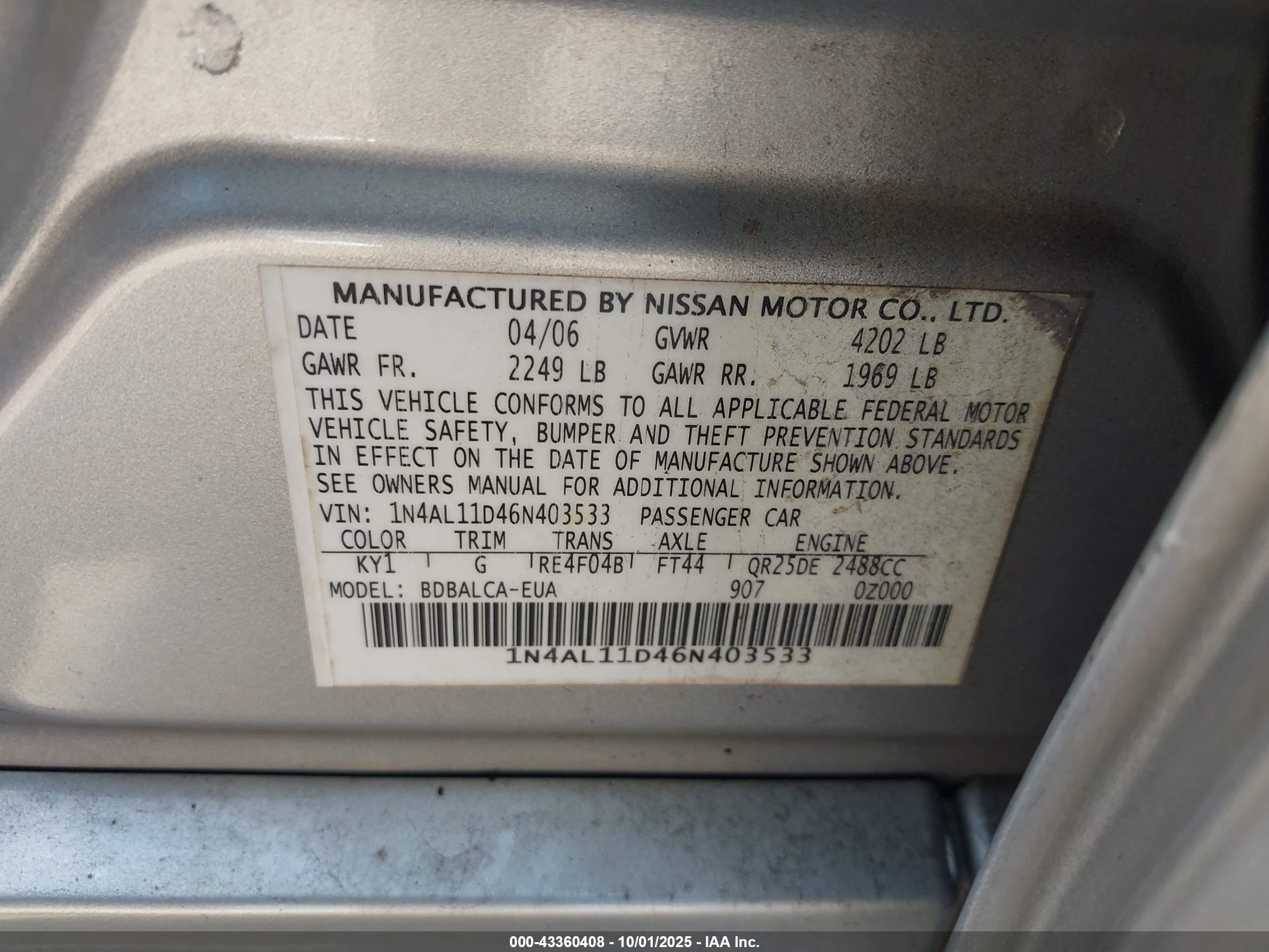 NISSAN ALTIMA image 9