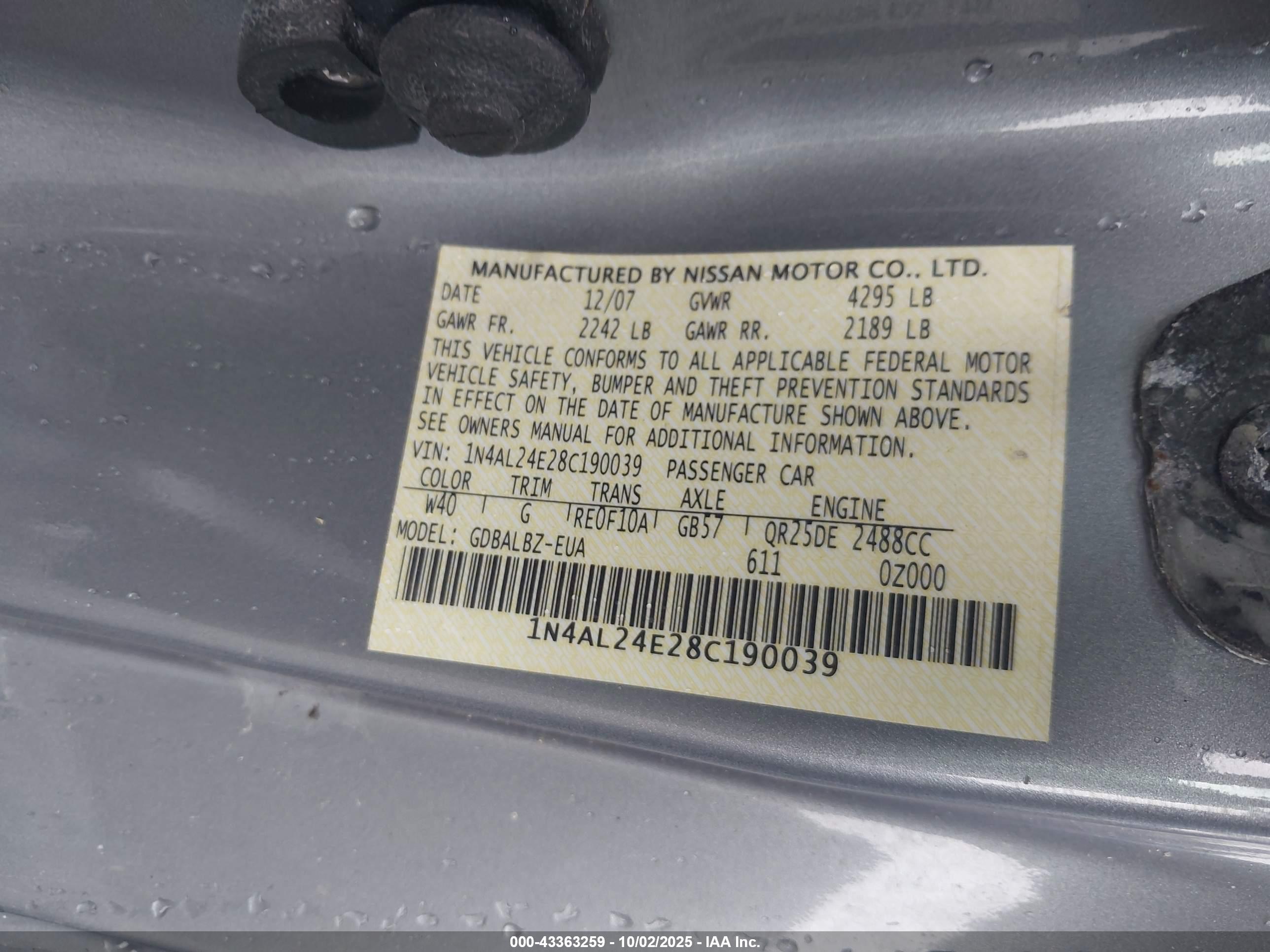 NISSAN ALTIMA image 9