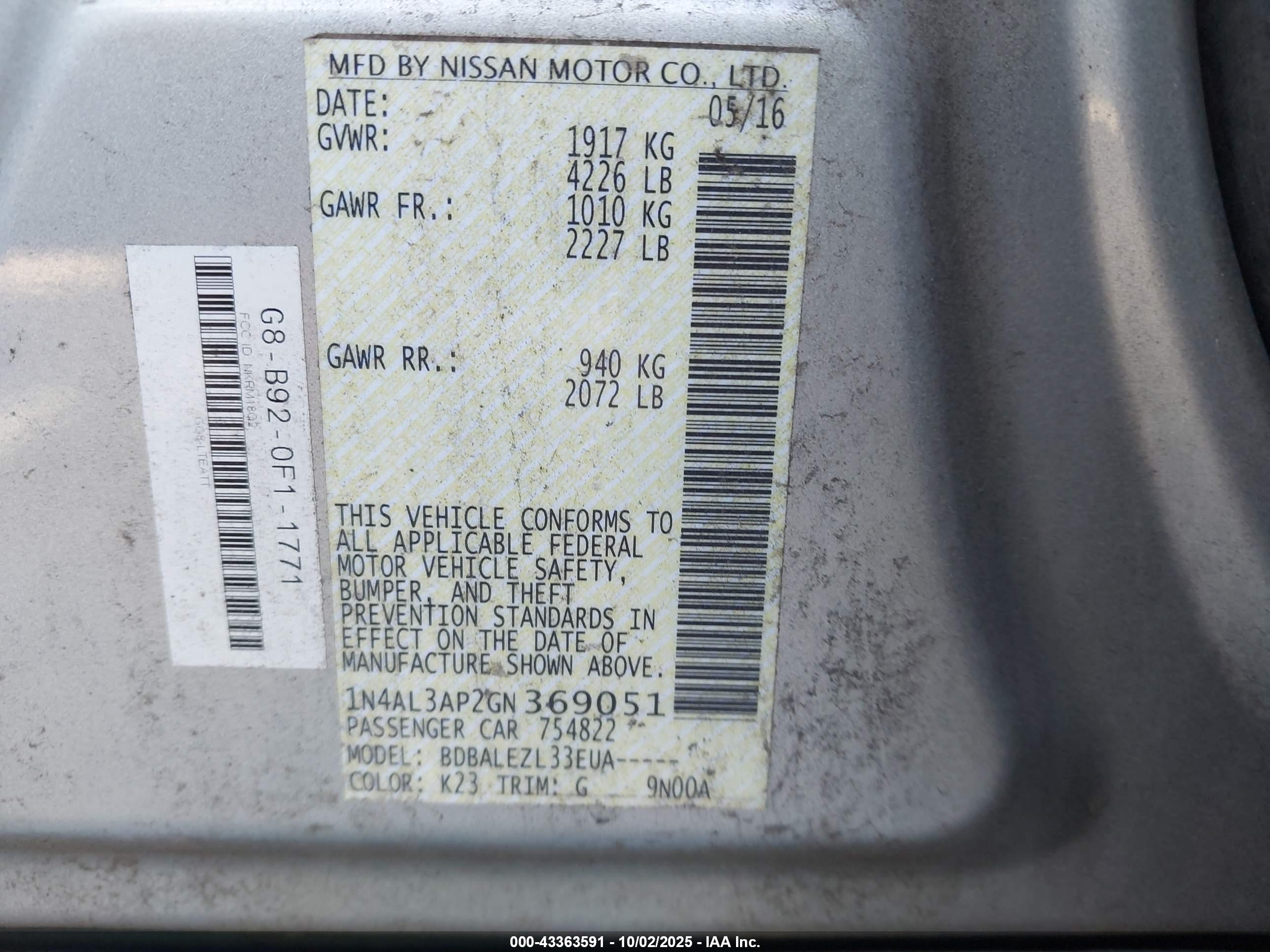 NISSAN ALTIMA image 9