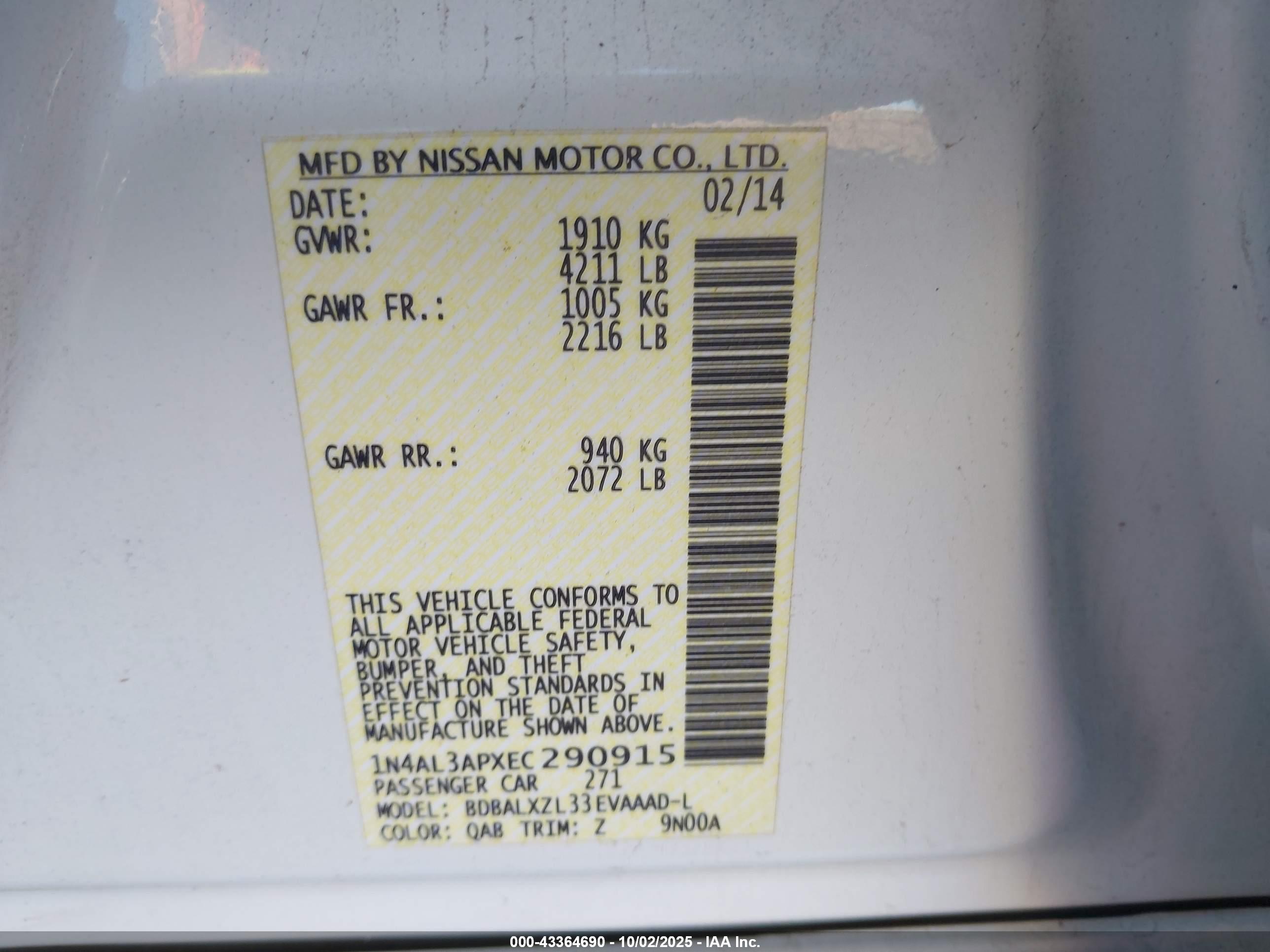 NISSAN ALTIMA image 9