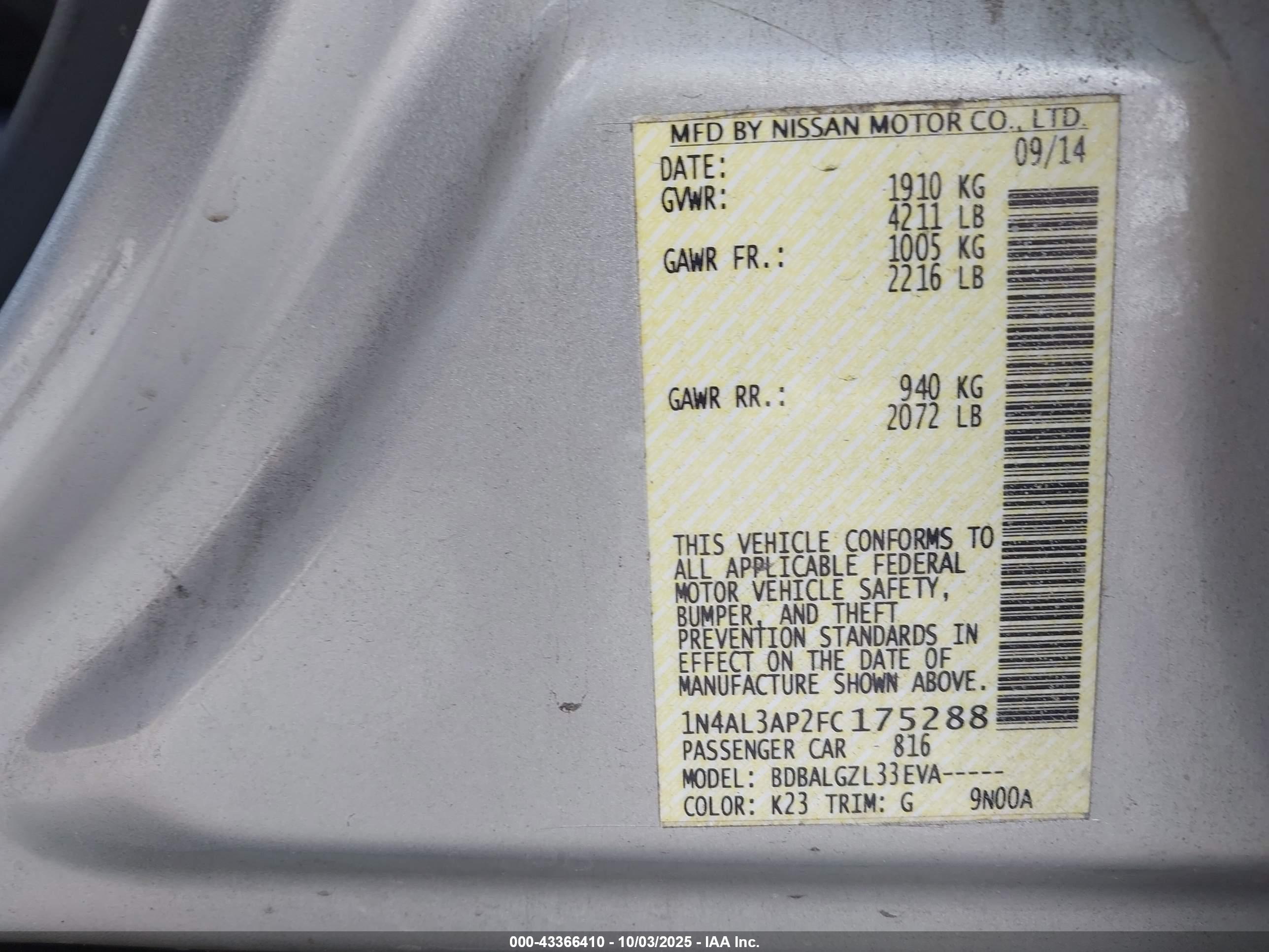 NISSAN ALTIMA image 9