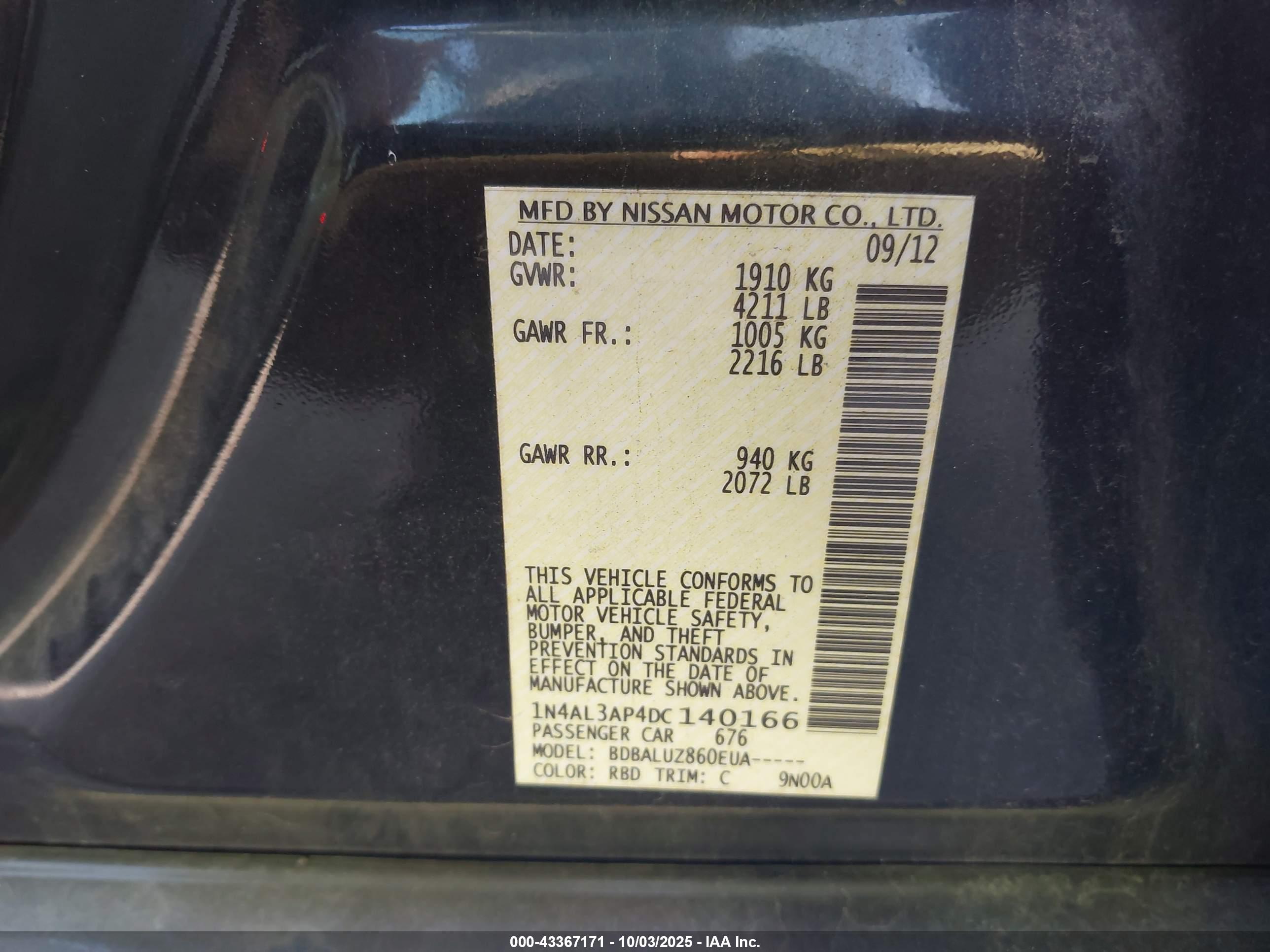NISSAN ALTIMA image 9