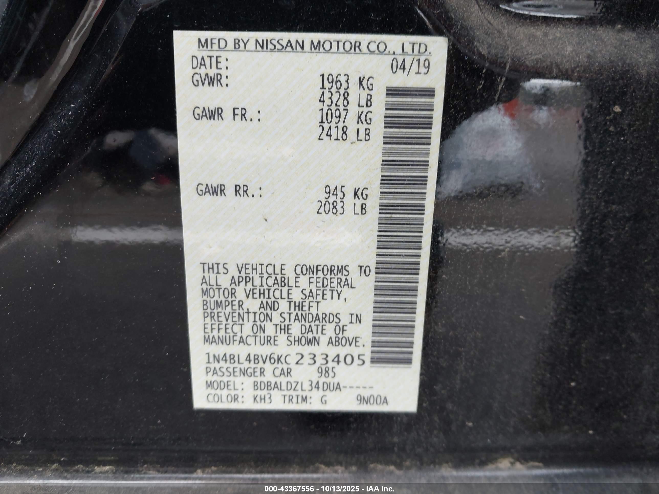 NISSAN ALTIMA image 9