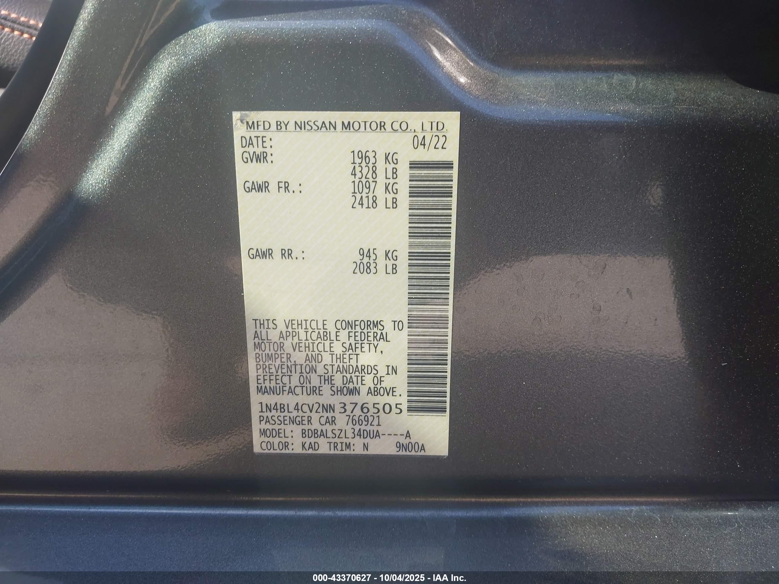 NISSAN ALTIMA image 9