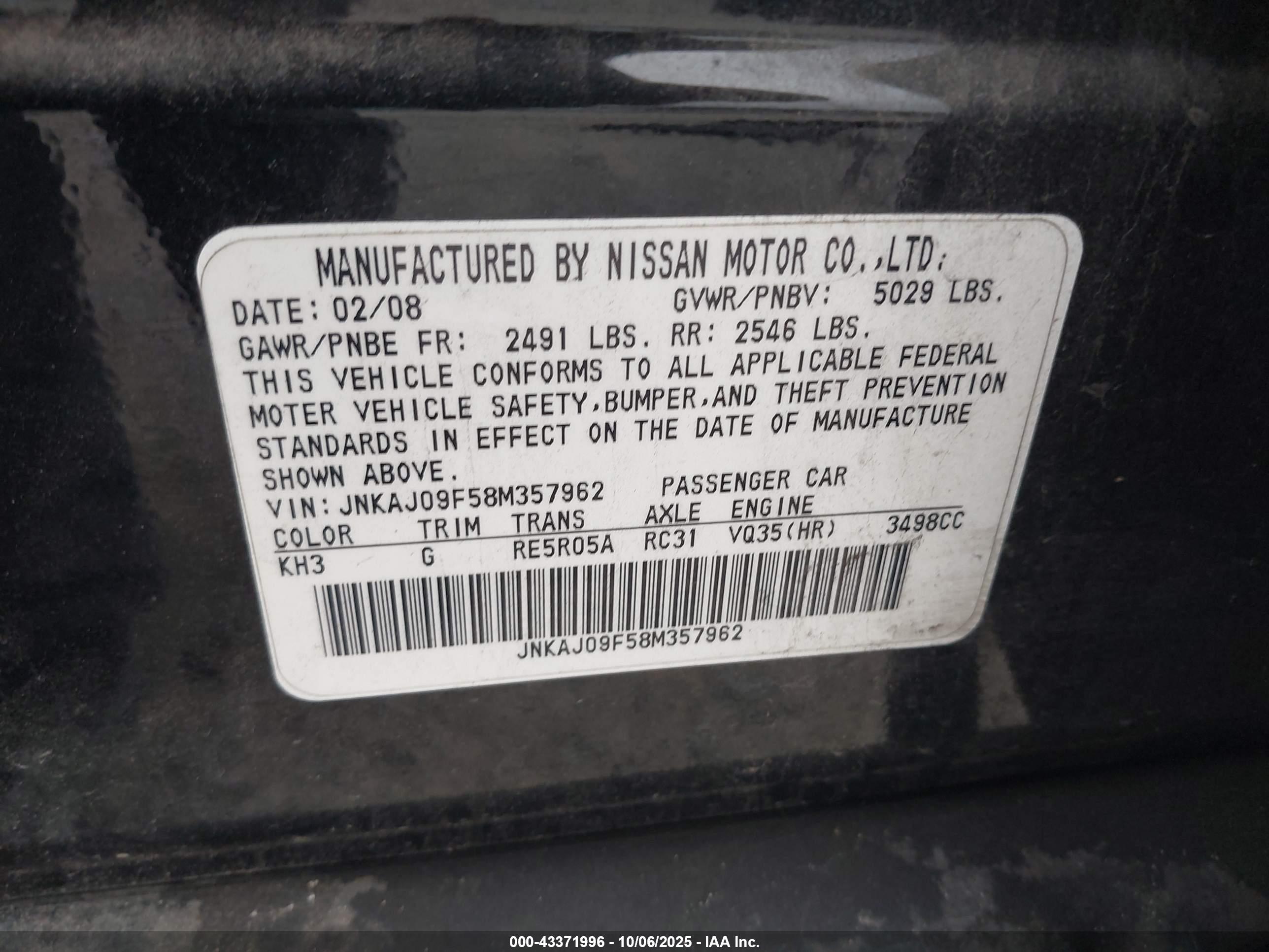 INFINITI EX35 image 9