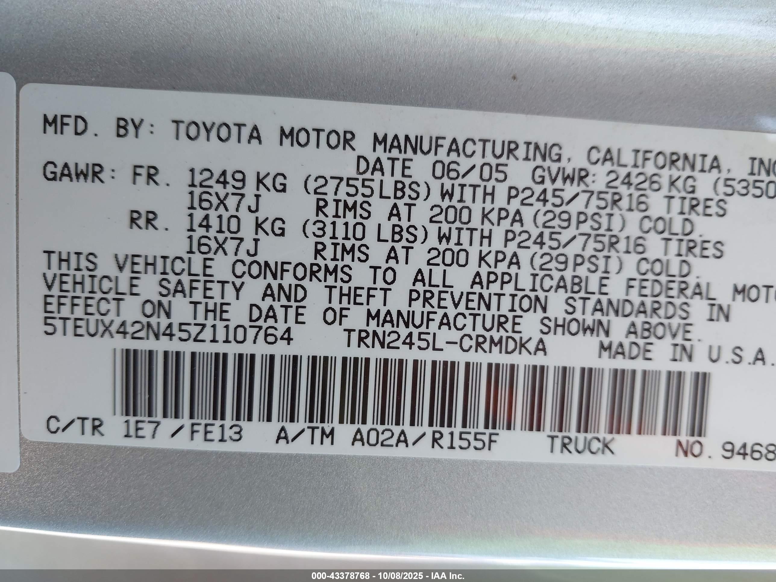 TOYOTA TACOMA image 9
