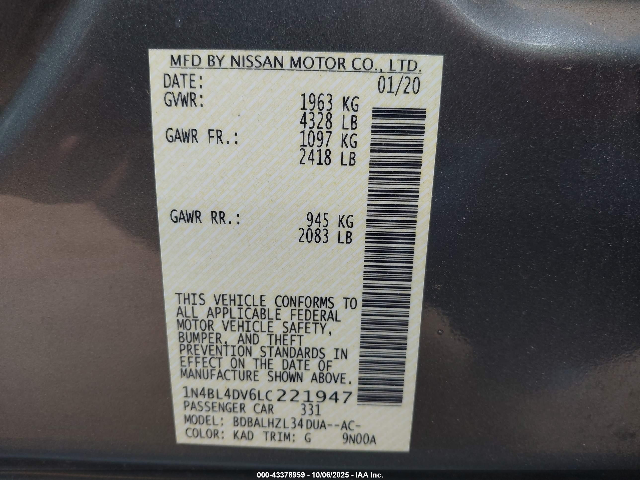 NISSAN ALTIMA image 9
