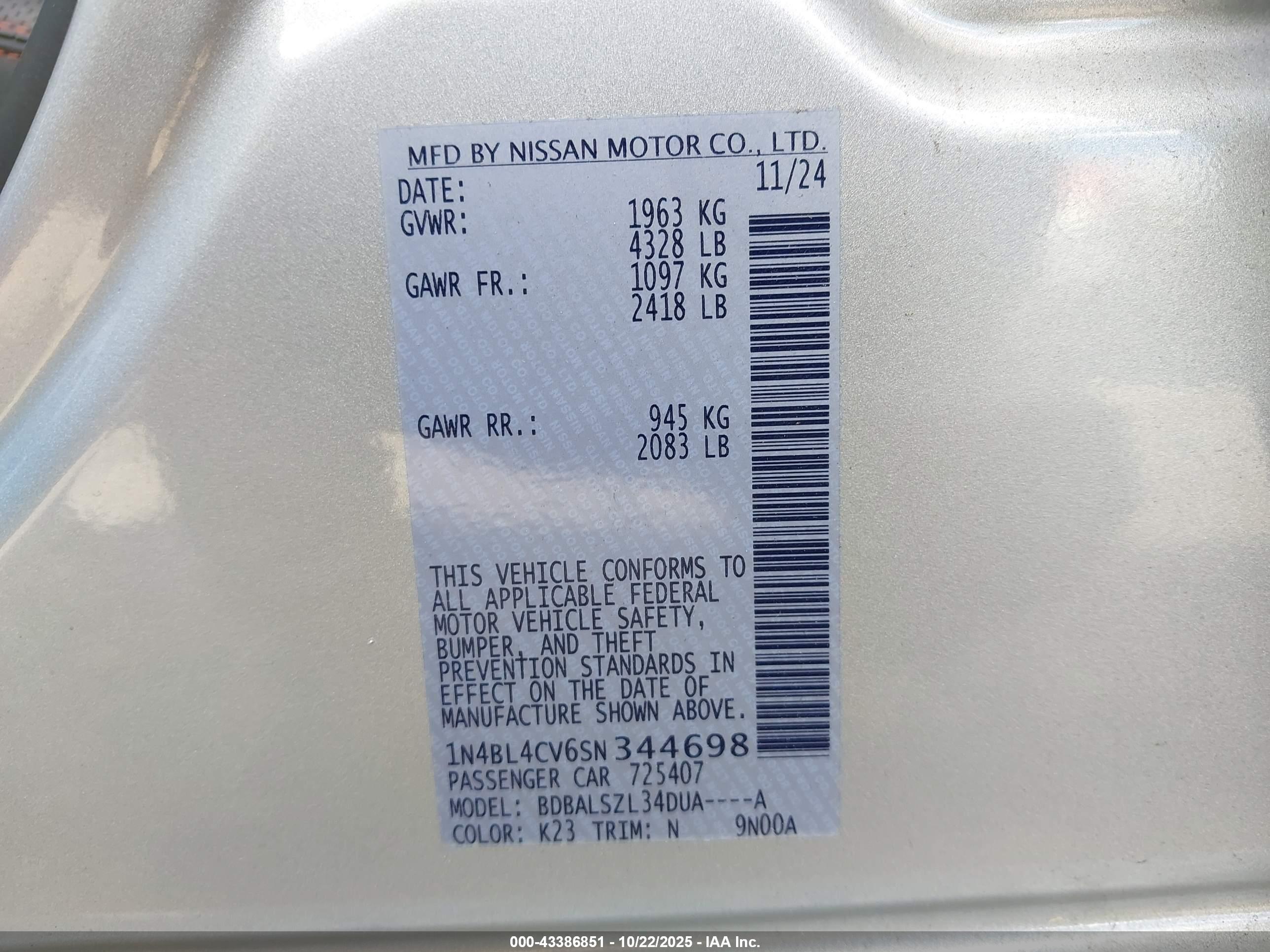 NISSAN ALTIMA image 9