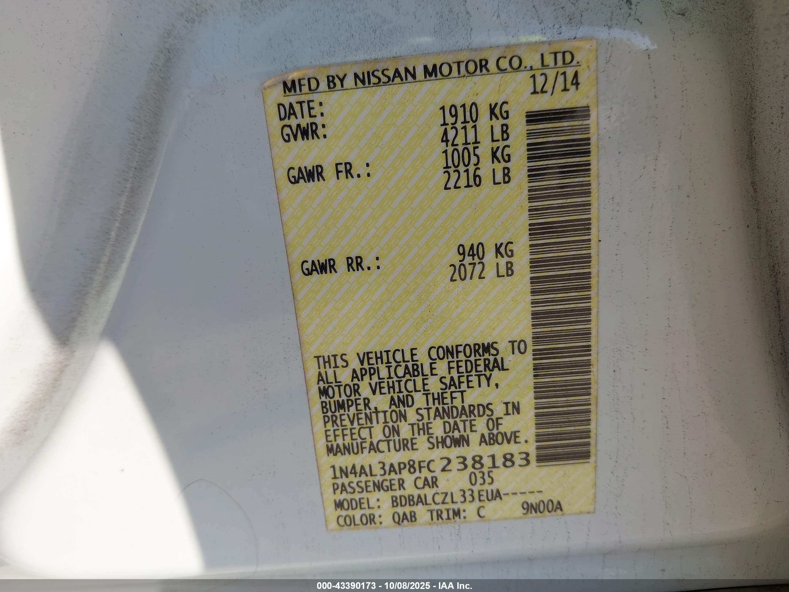 NISSAN ALTIMA image 9