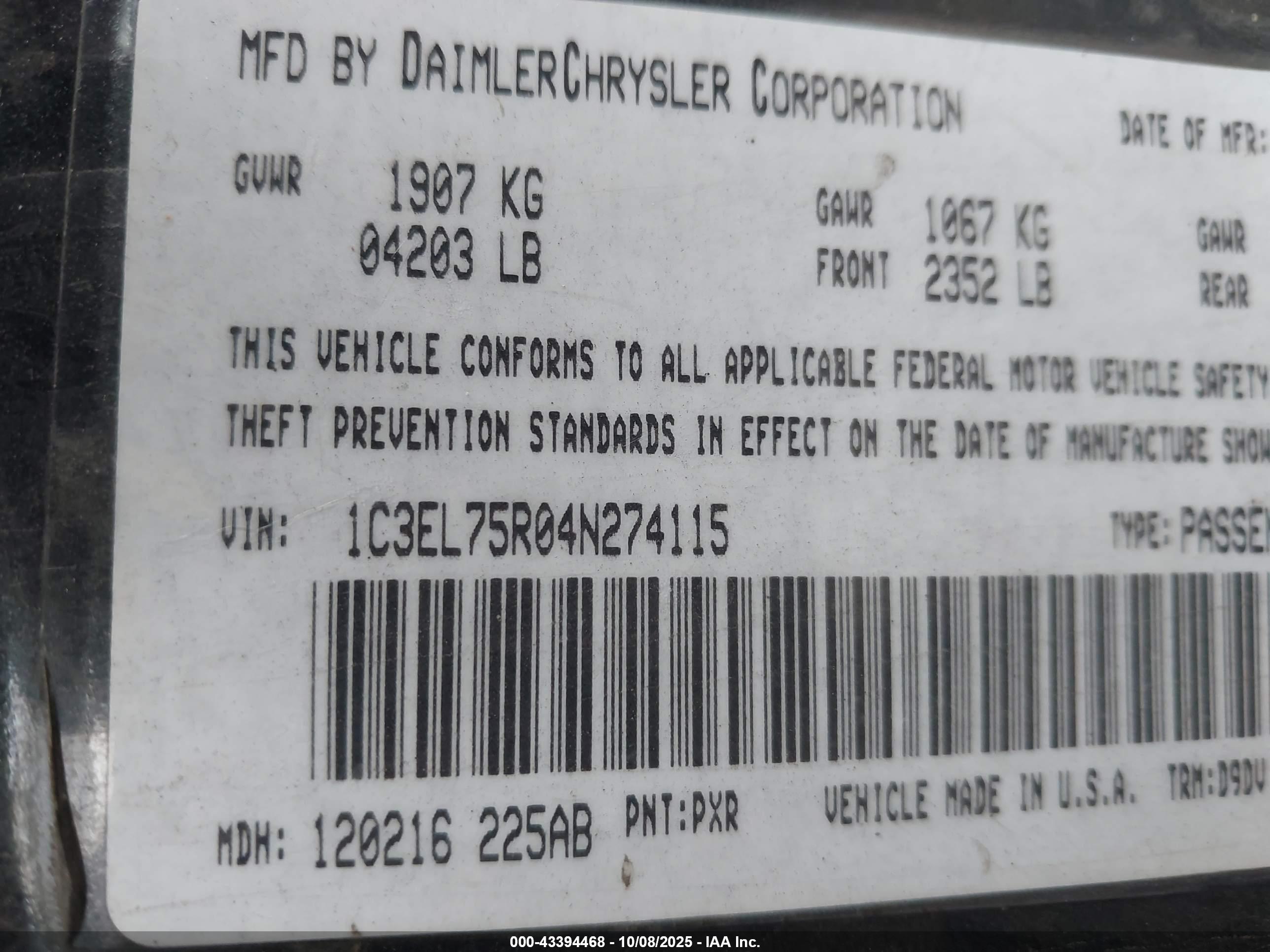 CHRYSLER SEBRING image 9