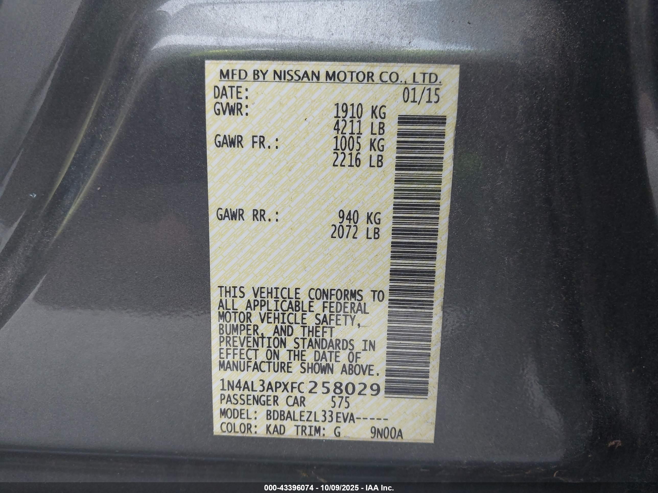 NISSAN ALTIMA image 9