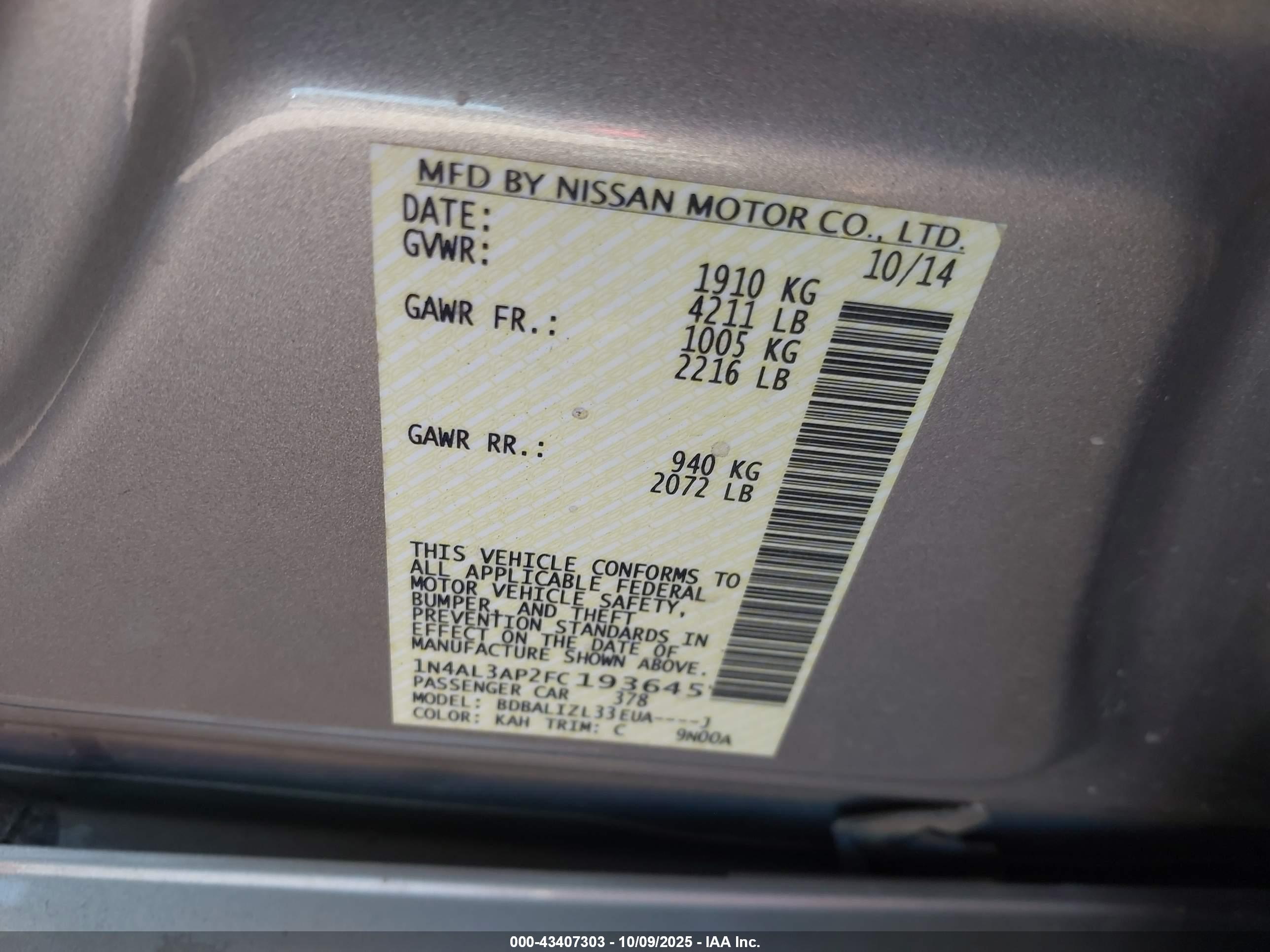NISSAN ALTIMA image 9